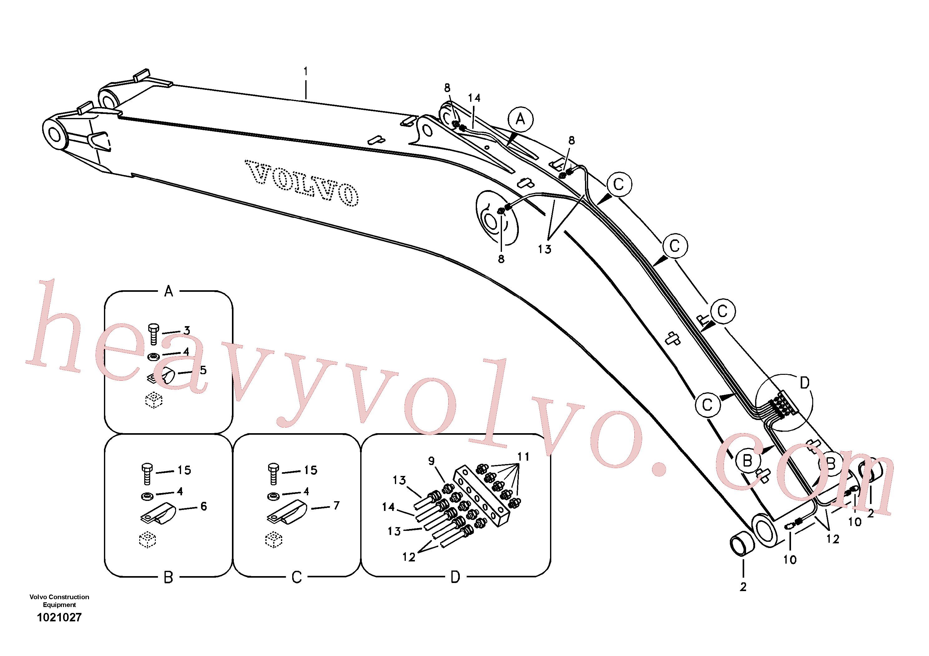 VOE14546960 for Volvo Boom and grease piping(1021027 assembly)