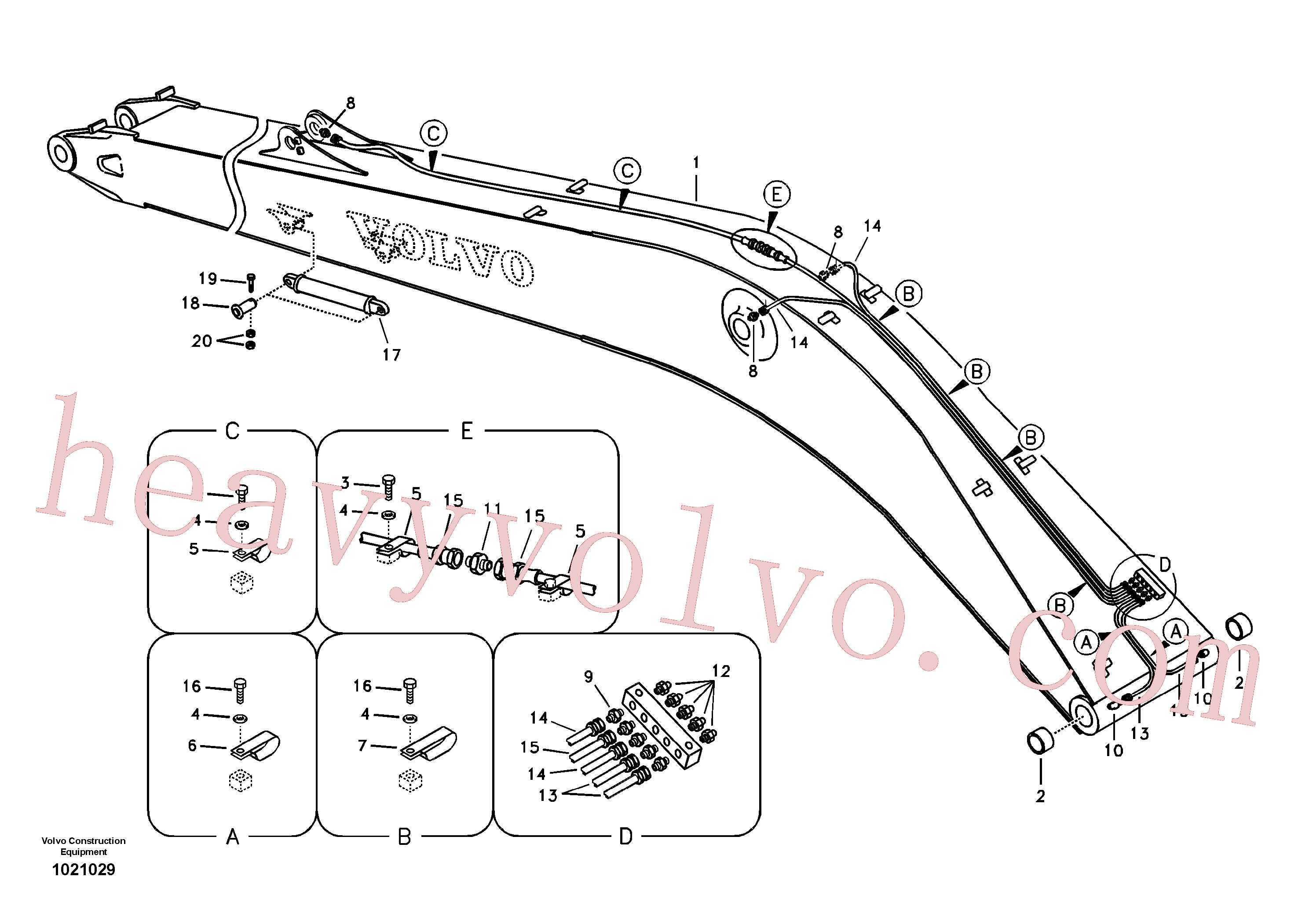 SA1073-05300 for Volvo Boom and grease piping, long reach(1021029 assembly)