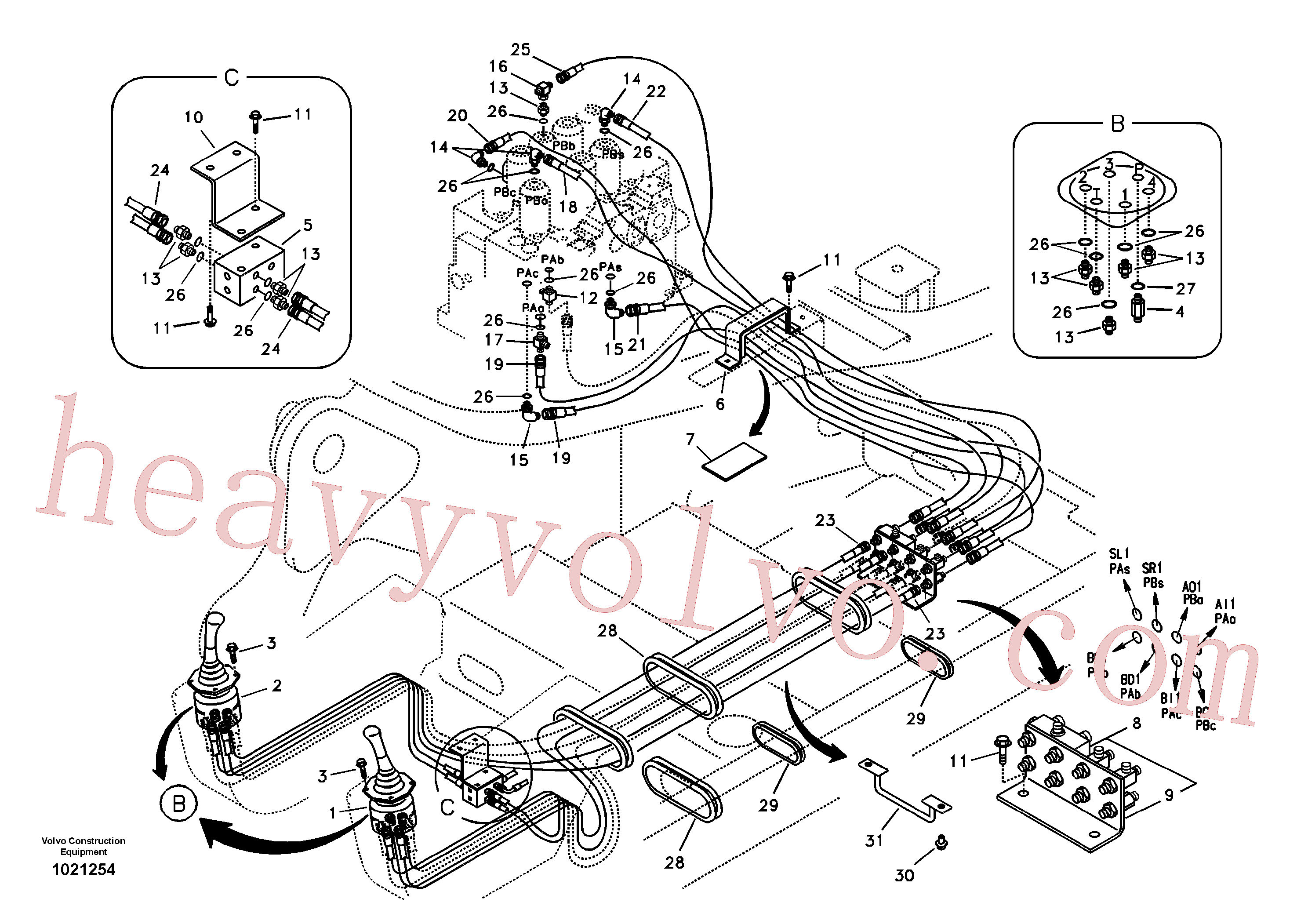 SA9451-03238 for Volvo Servo system, control valve to remote control valve(1021254 assembly)