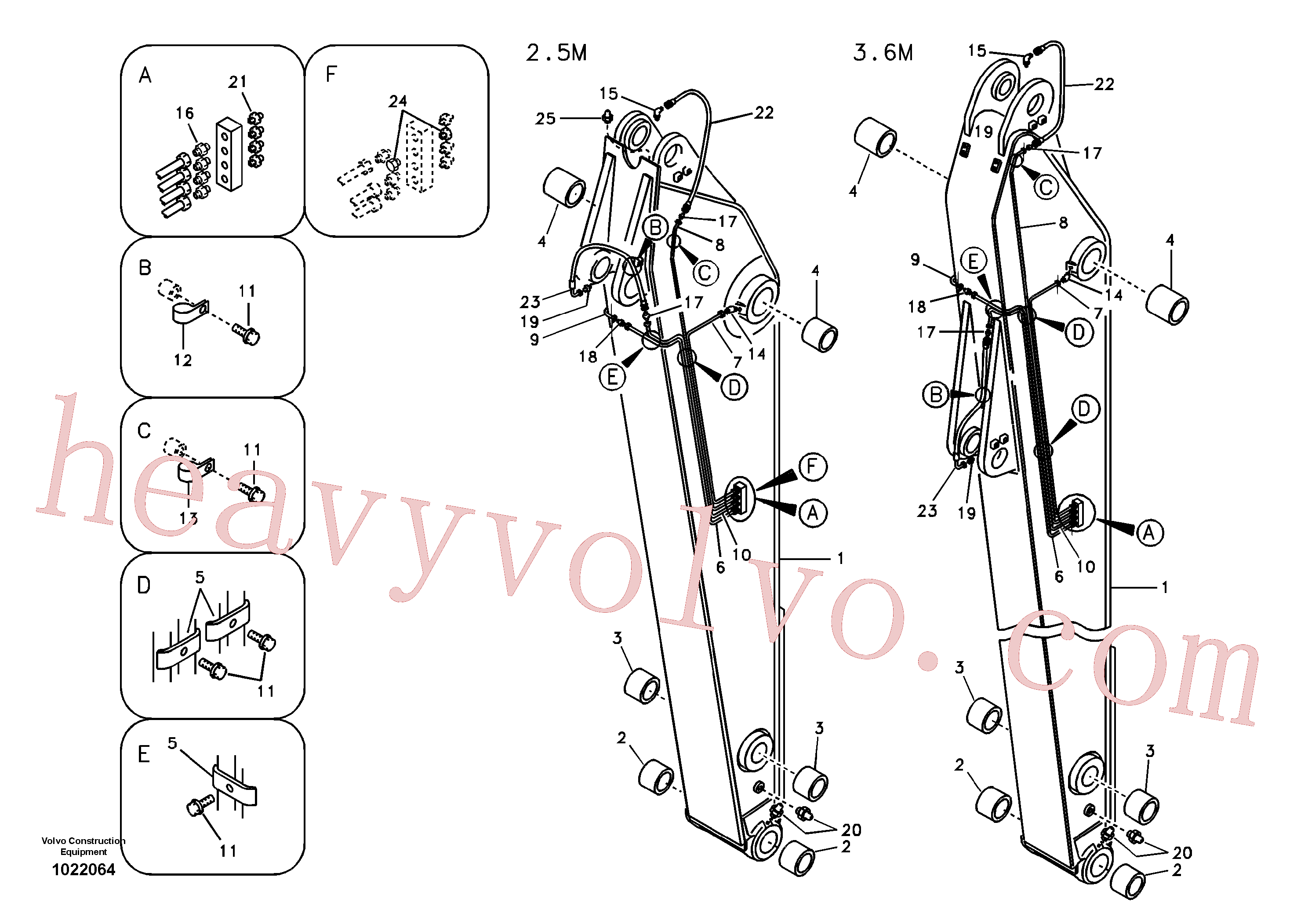 VOE14563049 for Volvo Dipper arm and grease piping with piping seat(1022064 assembly)