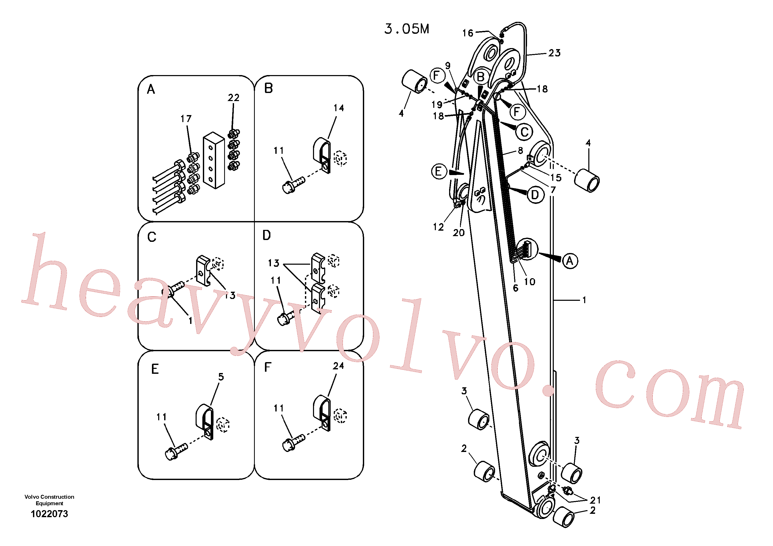 VOE14550165 for Volvo Dipper arm and grease piping with piping seat(1022073 assembly)