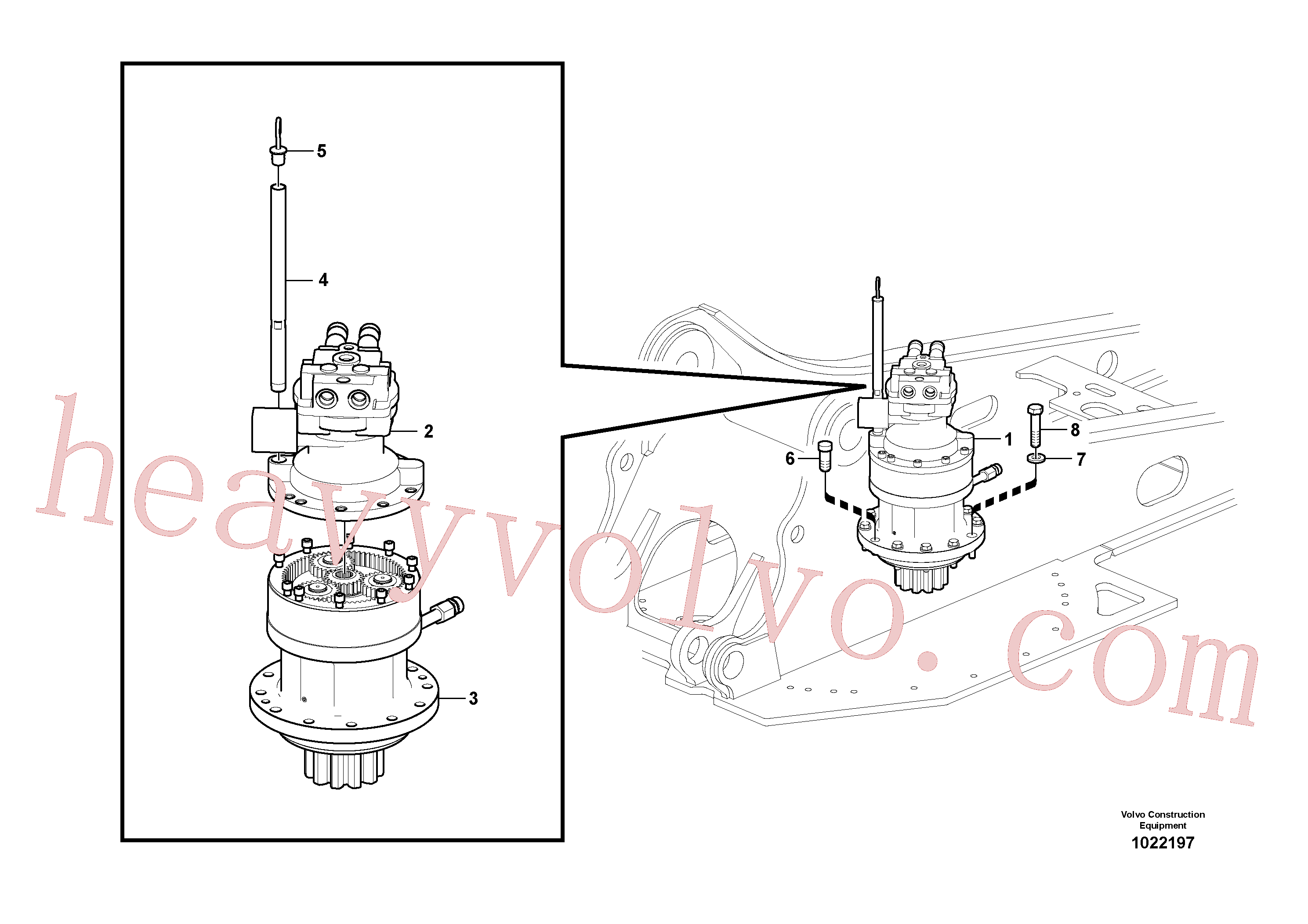 VOE14538545 for Volvo Swing motor with mounting parts(1022197 assembly)