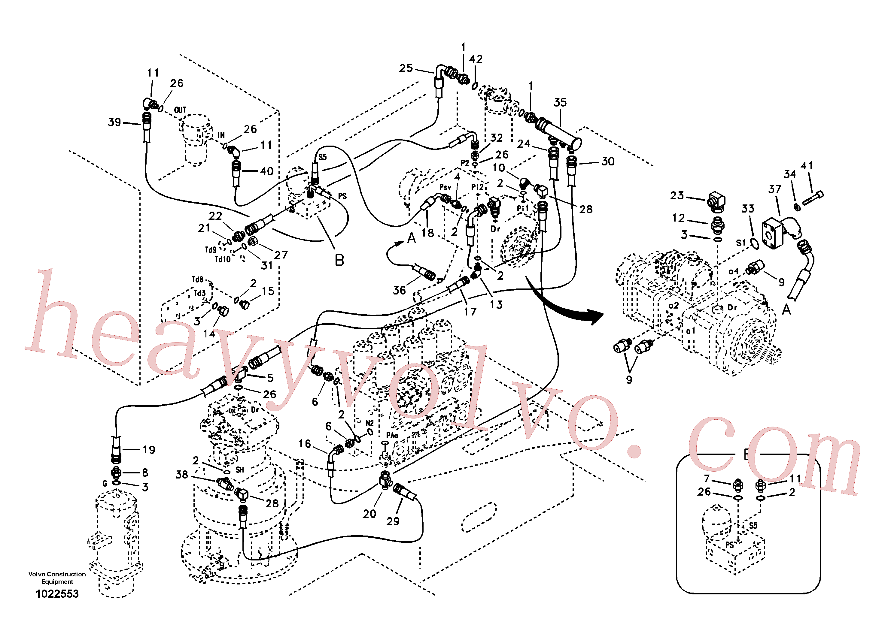 SA9451-05218 for Volvo Servo system, control valve to solenoid valve(1022553 assembly)