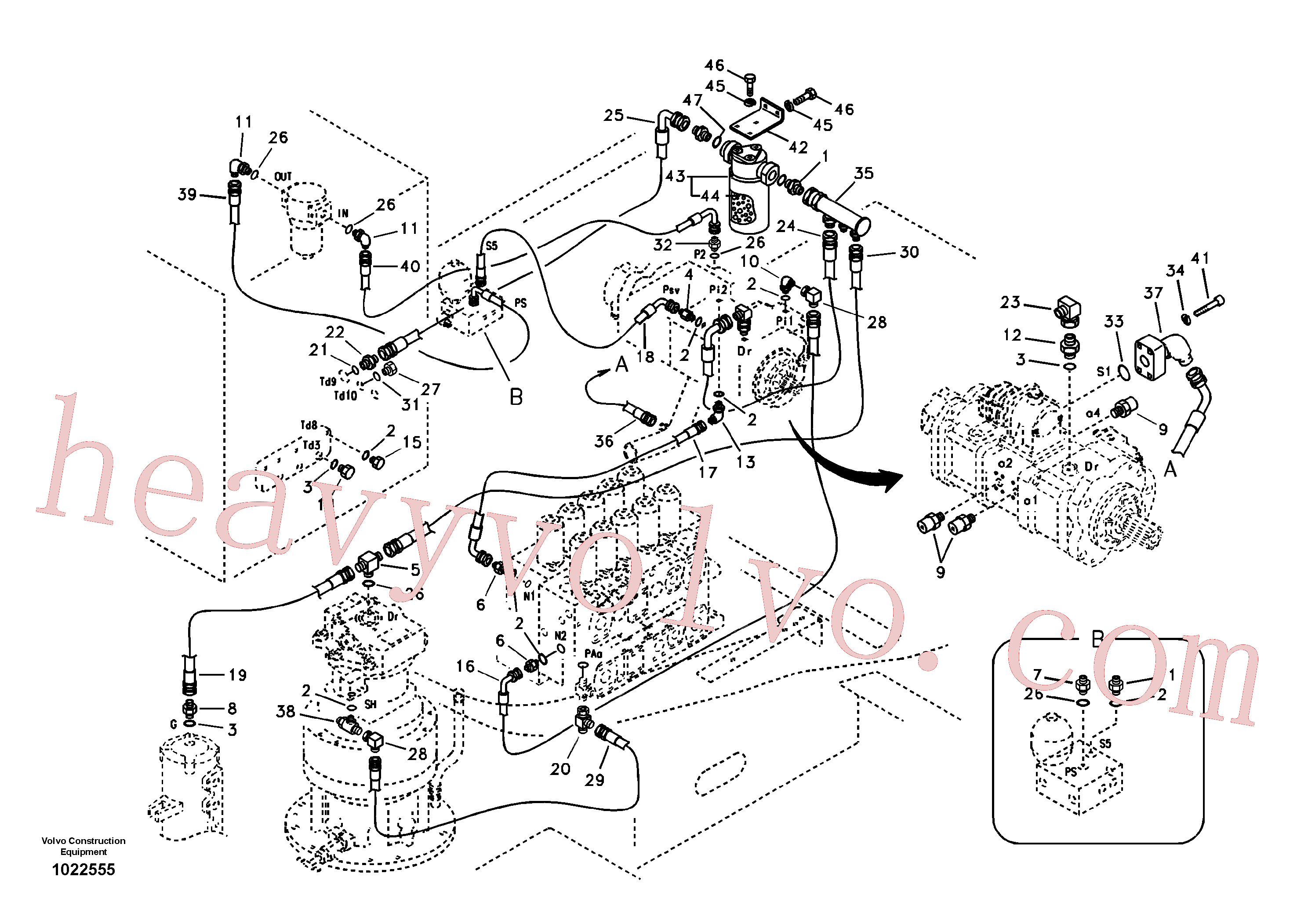 SA9451-05218 for Volvo Servo system, control valve to solenoid valve(1022555 assembly)