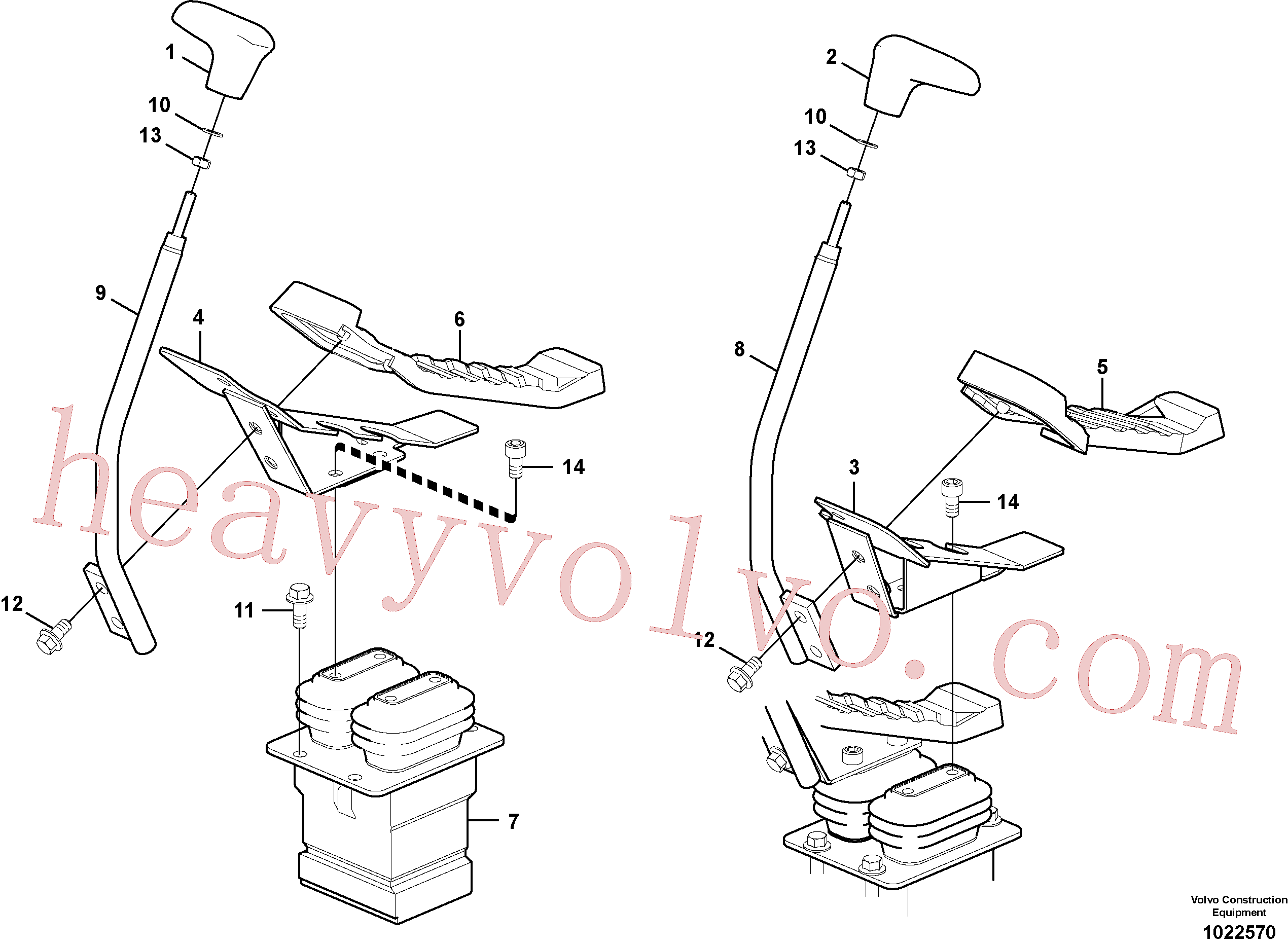 VOE14542407 for Volvo Remote control valve pedal with fitting parts(1022570 assembly)