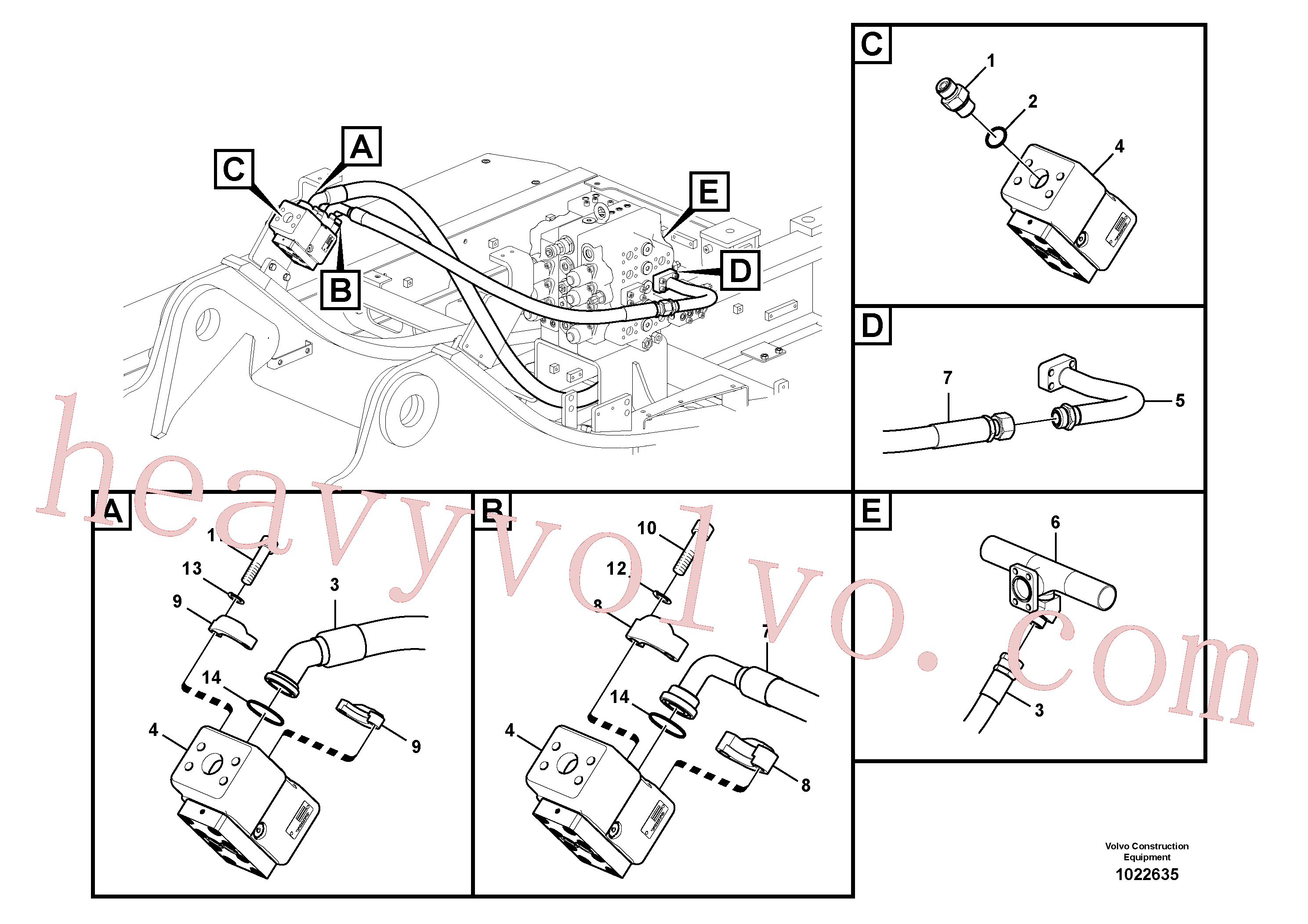 VOE14553090 for Volvo Working hydraulics, 1st pump flow on upper frame(1022635 assembly)