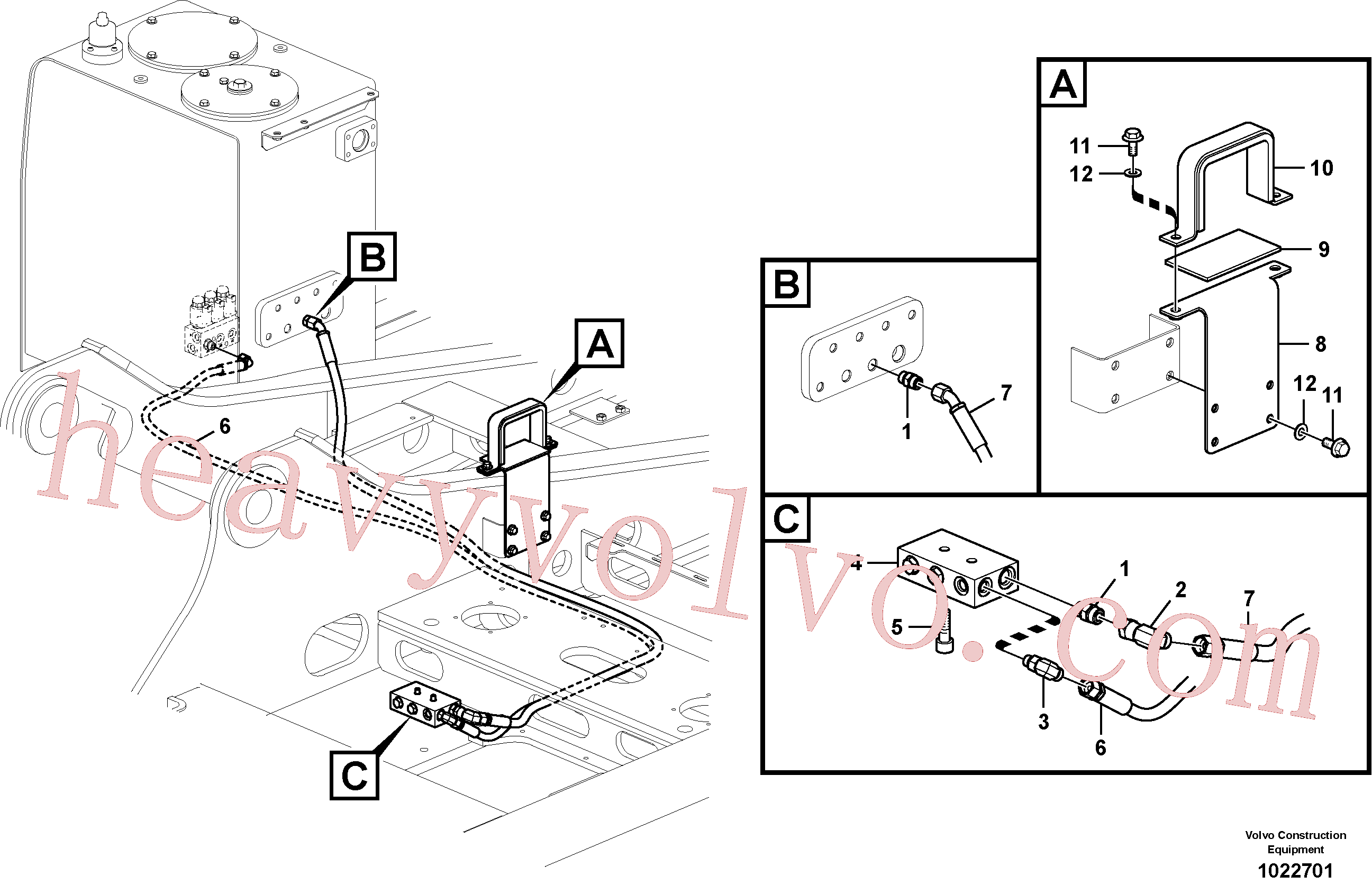 VOE14555855 for Volvo Servo system, control valve to solenoid valve(1022701 assembly)