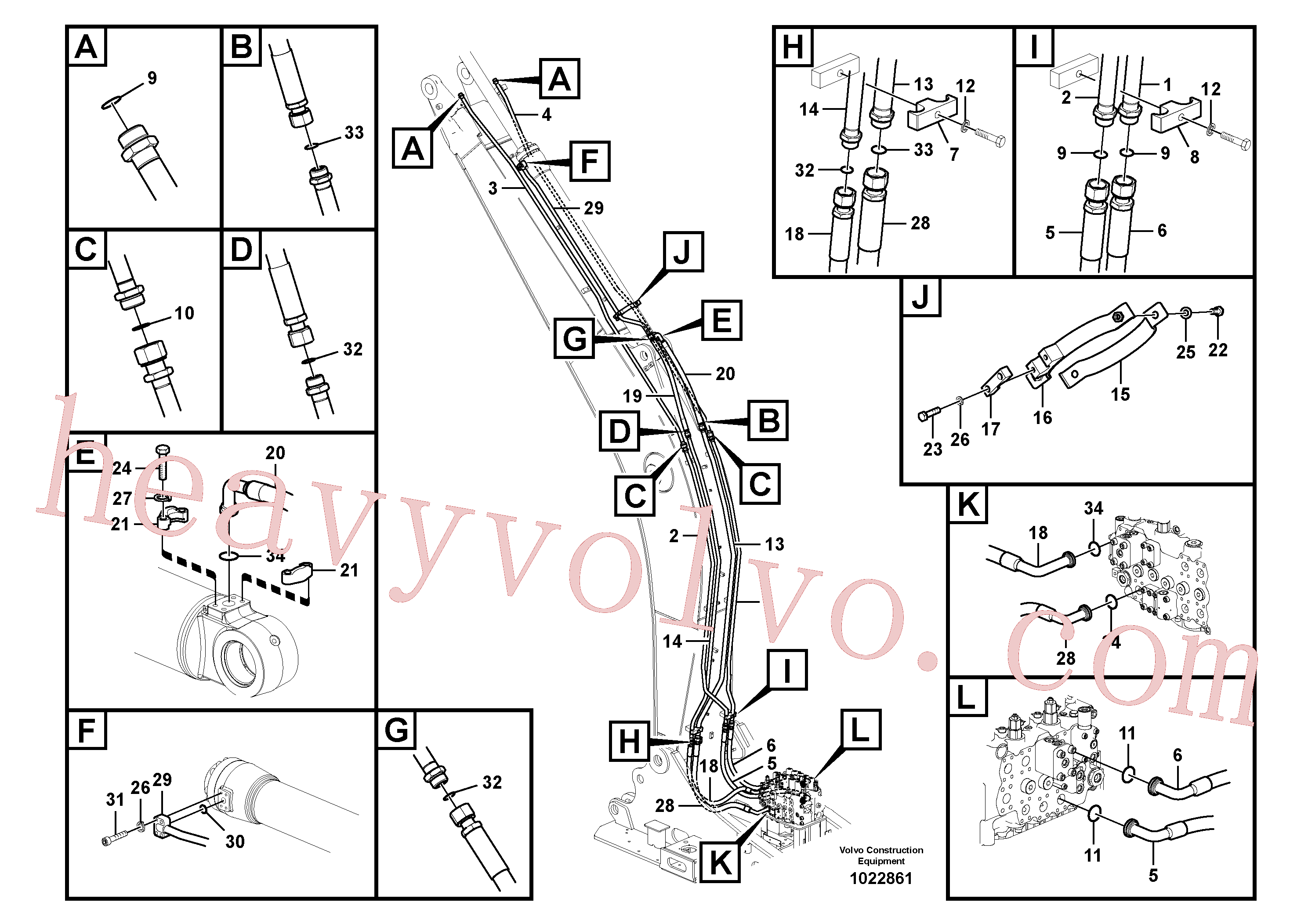 VOE14533970 for Volvo Working hydraulic, dipper arm cylinder on boom.(1022861 assembly)