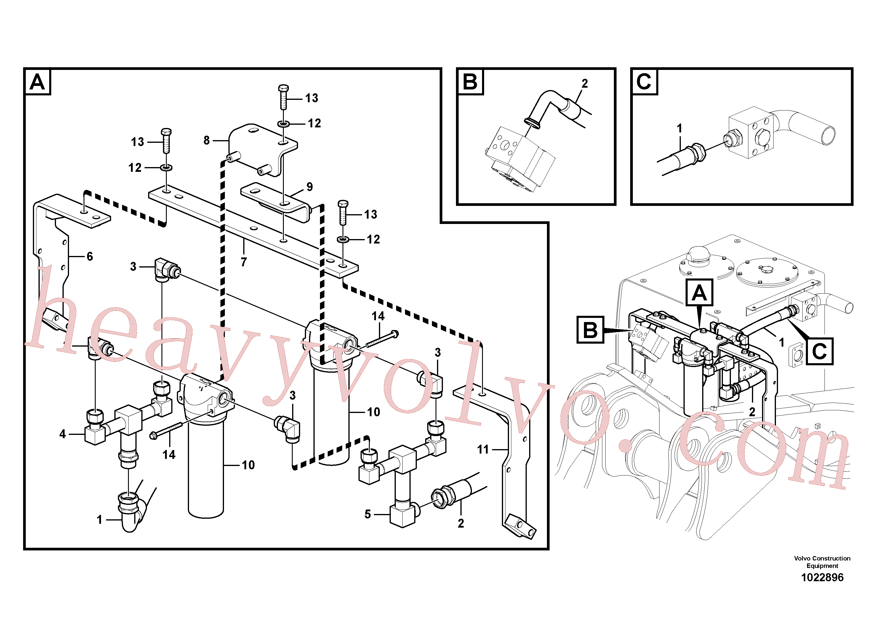 VOE14510906 for Volvo Working hydraulic, hammer and shear for return filter(1022896 assembly)