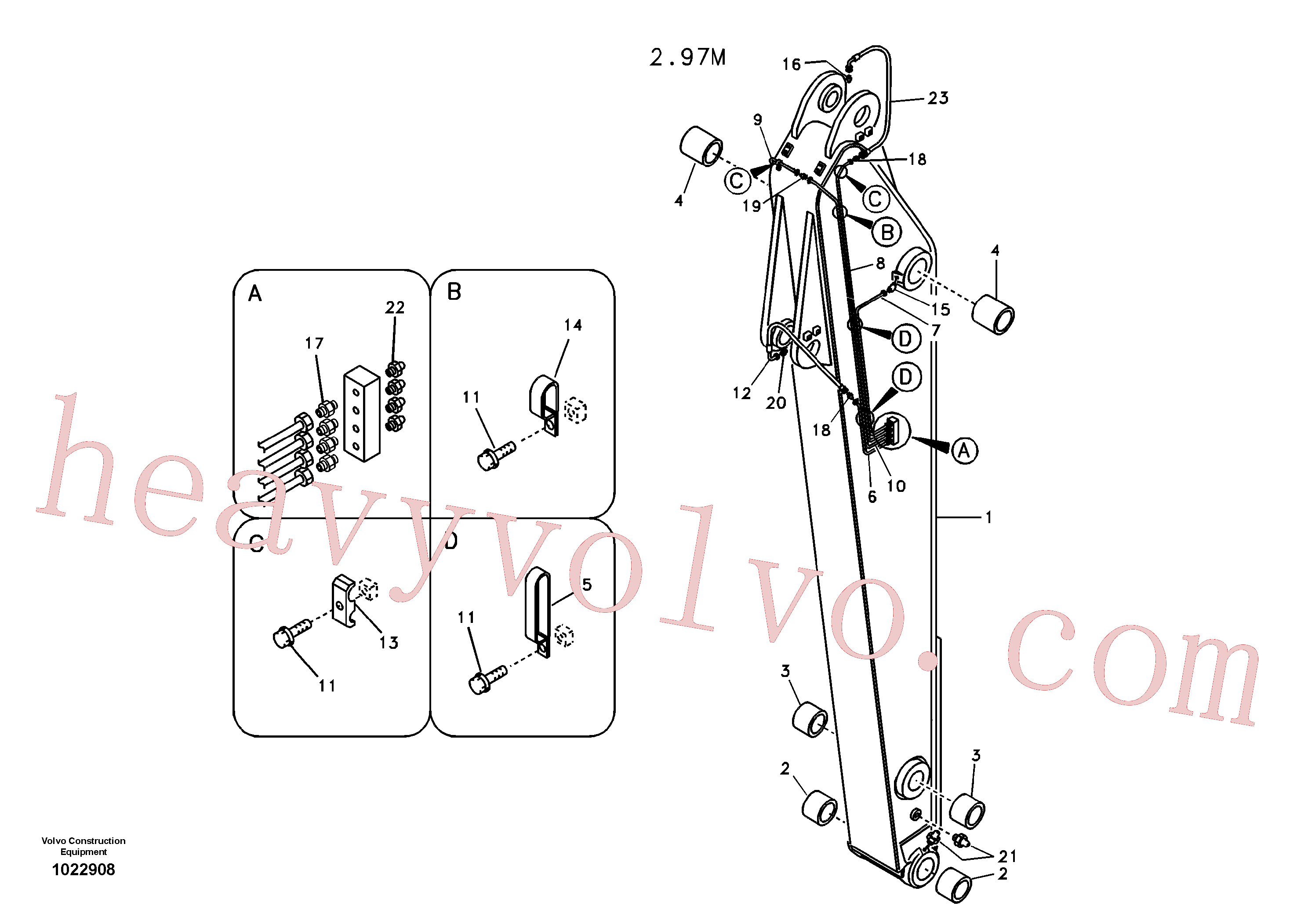 VOE14532020 for Volvo Dipper arm and grease piping with piping seat(1022908 assembly)