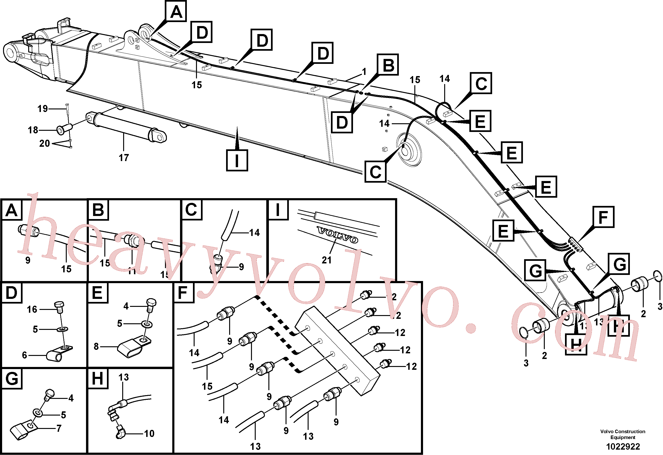 VOE14606860 for Volvo Boom and grease piping, long reach(1022922 assembly)