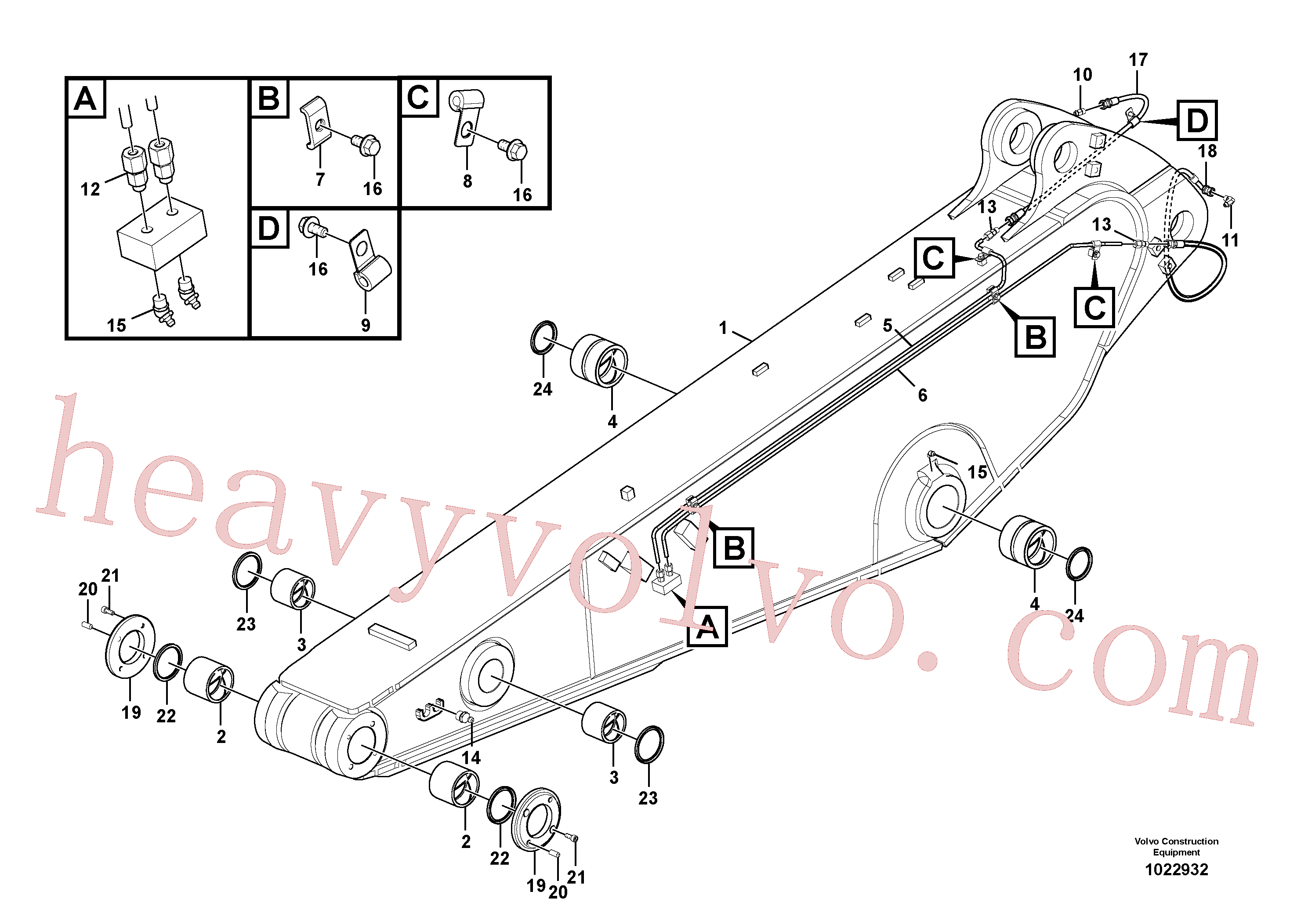 VOE14560207 for Volvo Dipper arm and grease piping with piping seat(1022932 assembly)