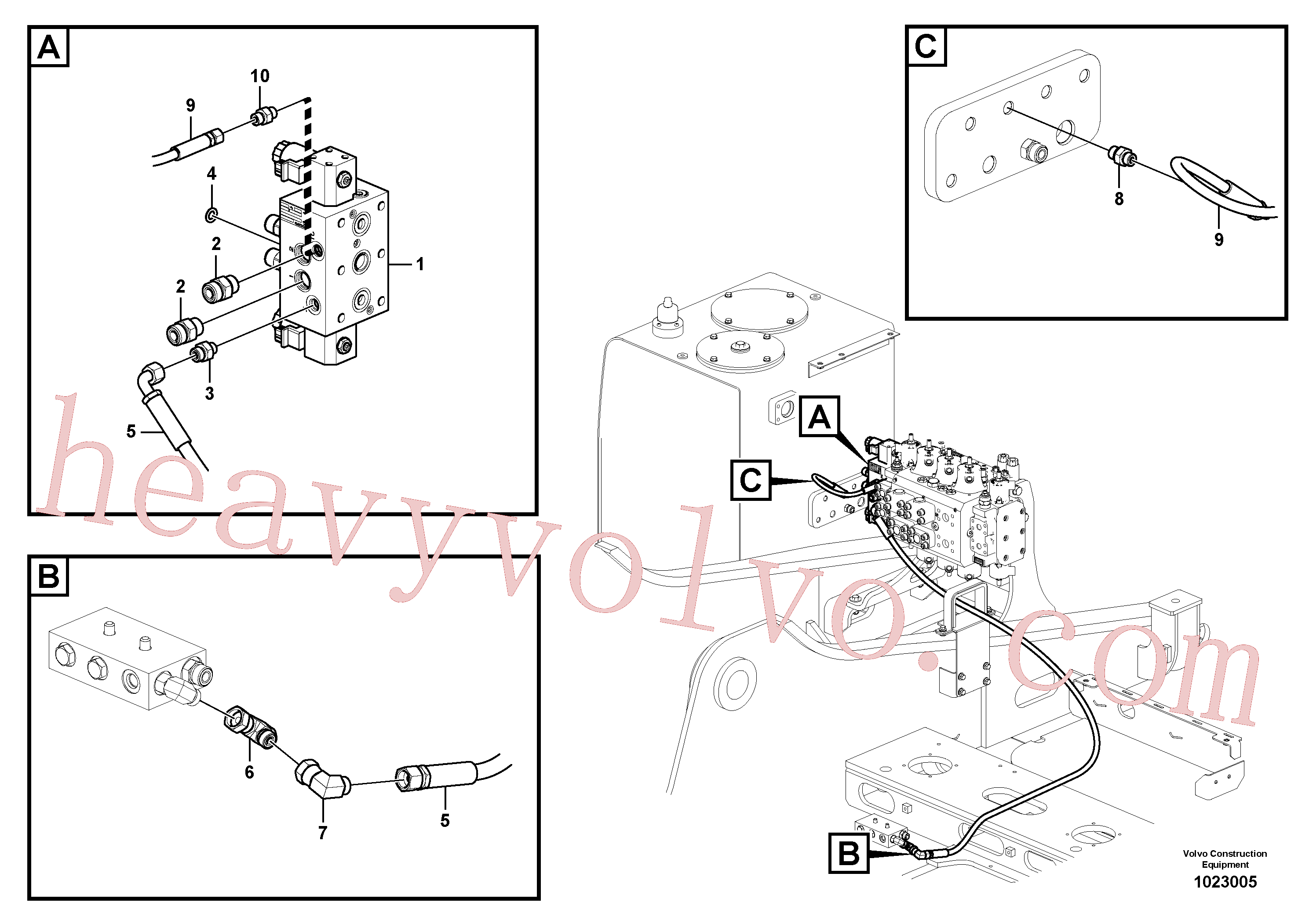 VOE936712 for Volvo Working hydraulic, slope and rotator on upper frame(1023005 assembly)