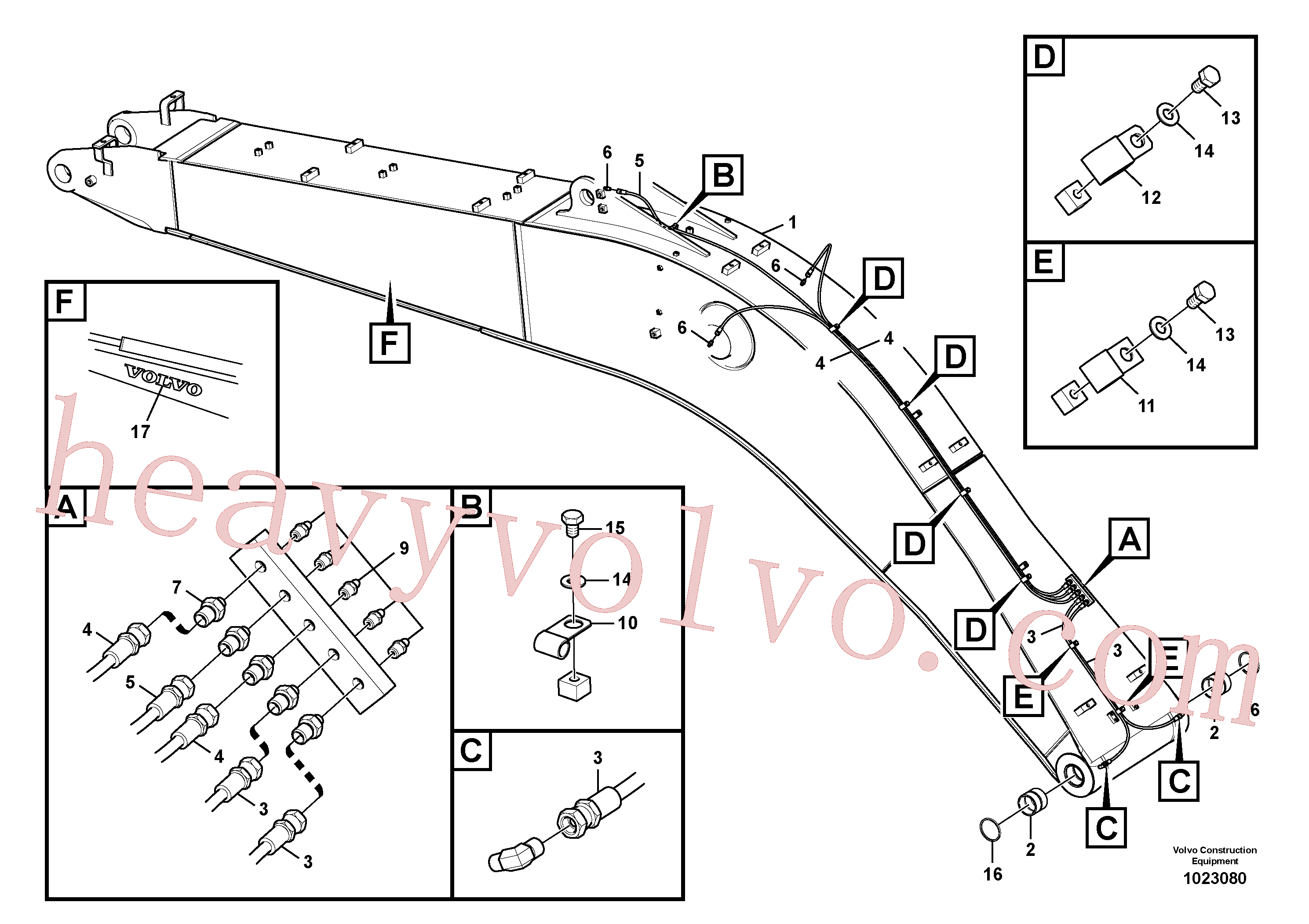 VOE14546960 for Volvo Boom and grease piping(1023080 assembly)