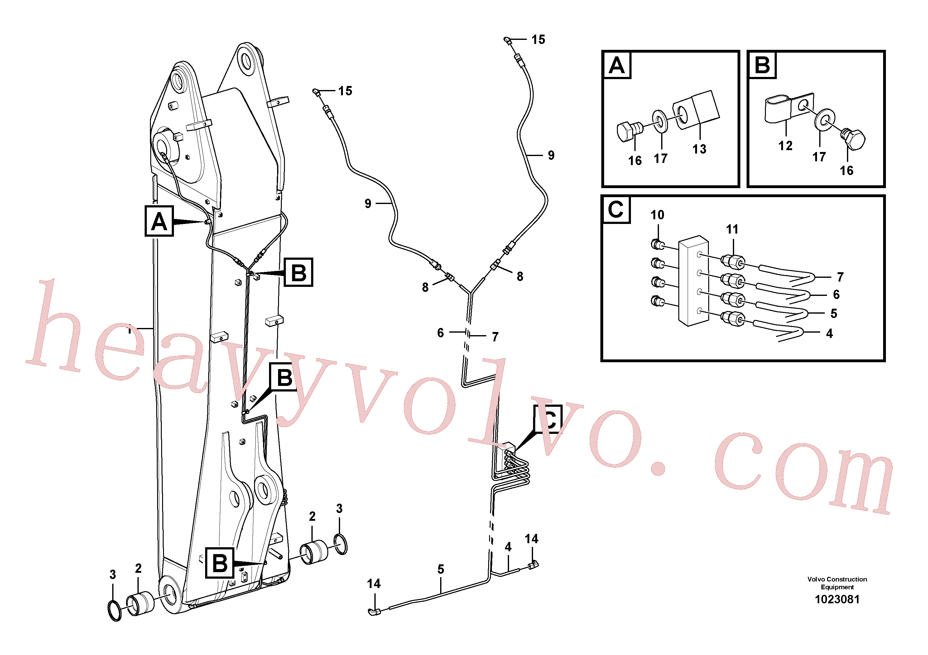 VOE14567331 for Volvo Boom and grease piping, adjustable 1st(1023081 assembly)