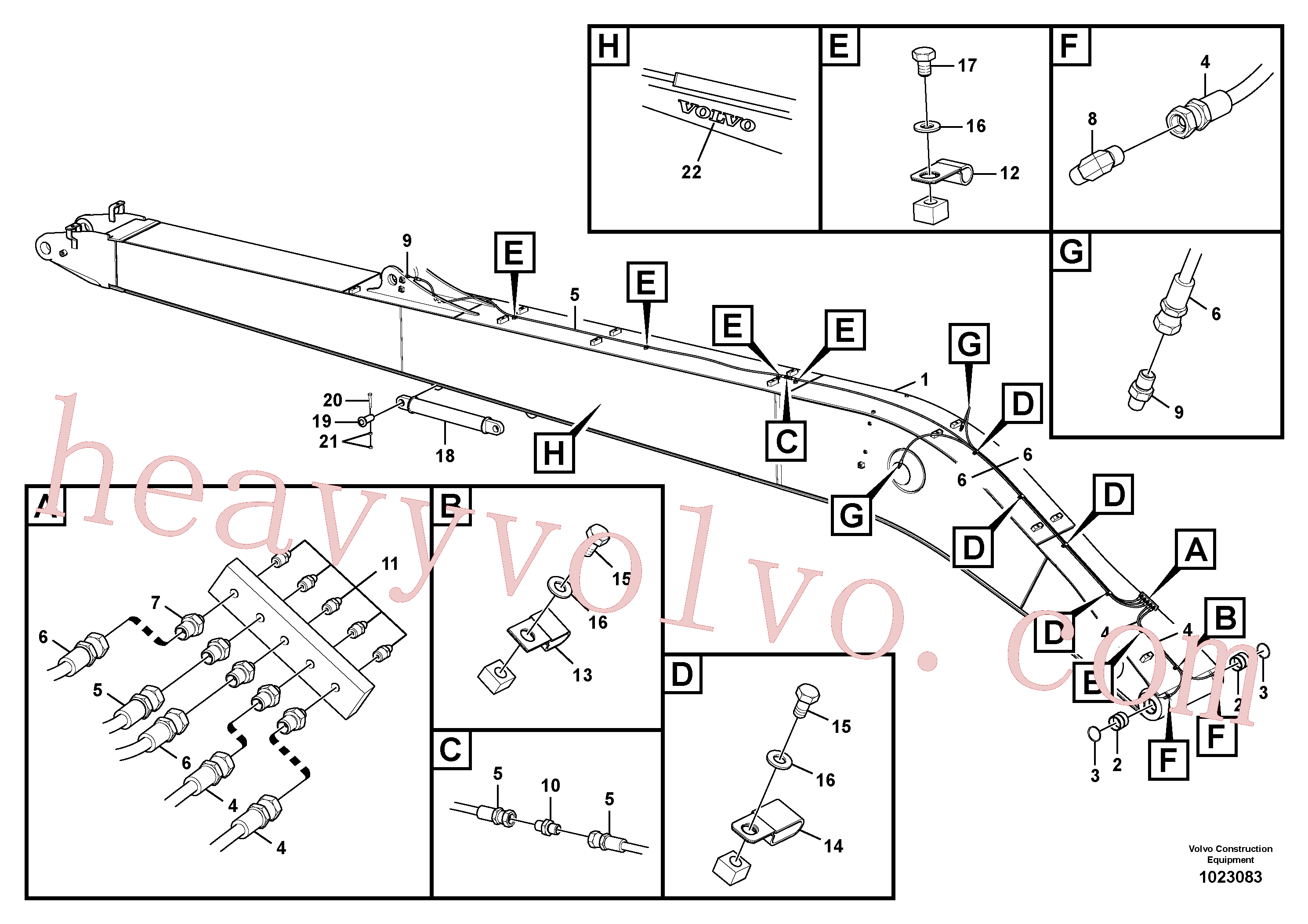 VOE14606529 for Volvo Boom and grease piping, long reach(1023083 assembly)