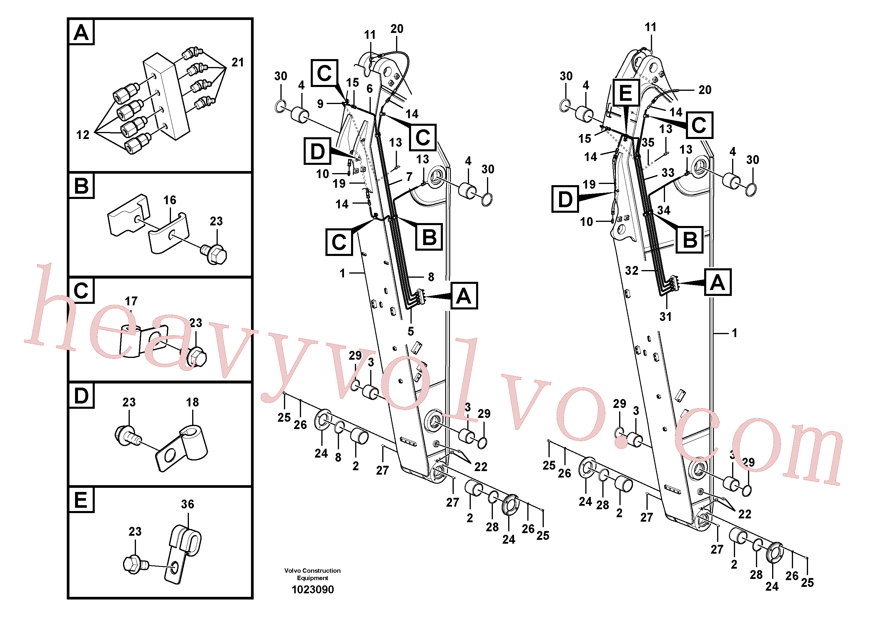 VOE14588345 for Volvo Dipper arm and grease piping with piping seat(1023090 assembly)