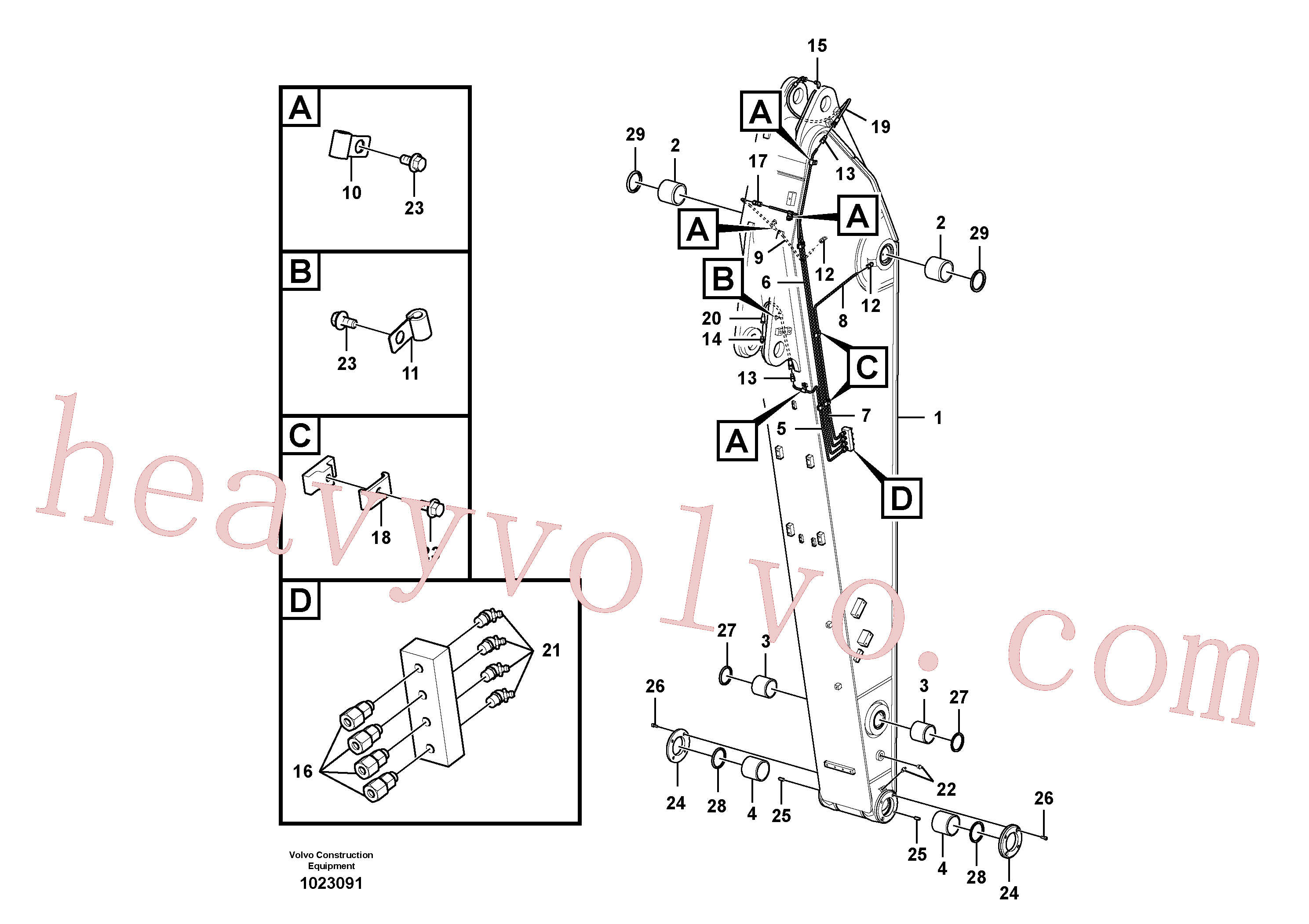 VOE14603262 for Volvo Dipper arm and grease piping with piping seat(1023091 assembly)