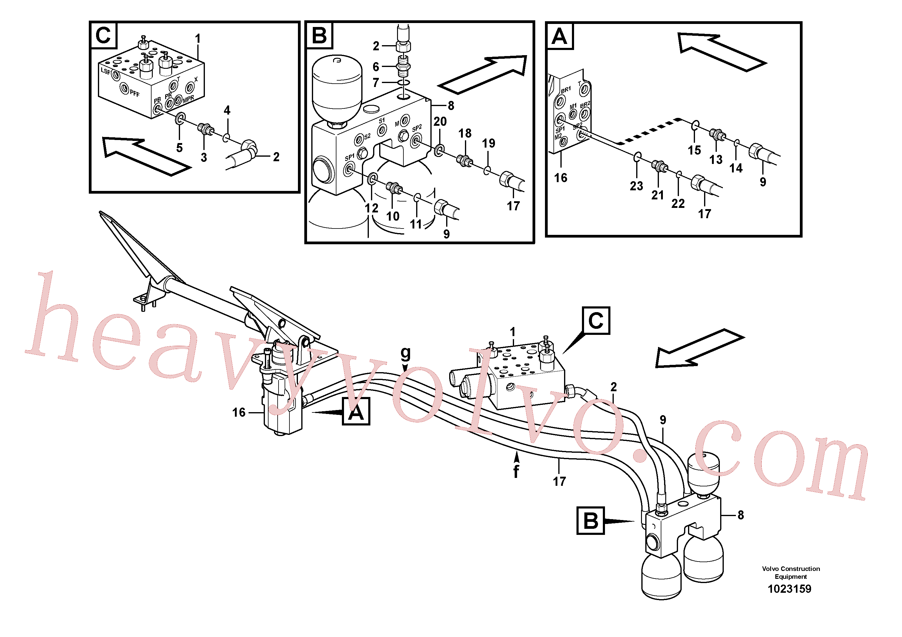 PJ5600208 for Volvo Brake line, valve body - accumulators - accumulator - footbrake valve(1023159 assembly)