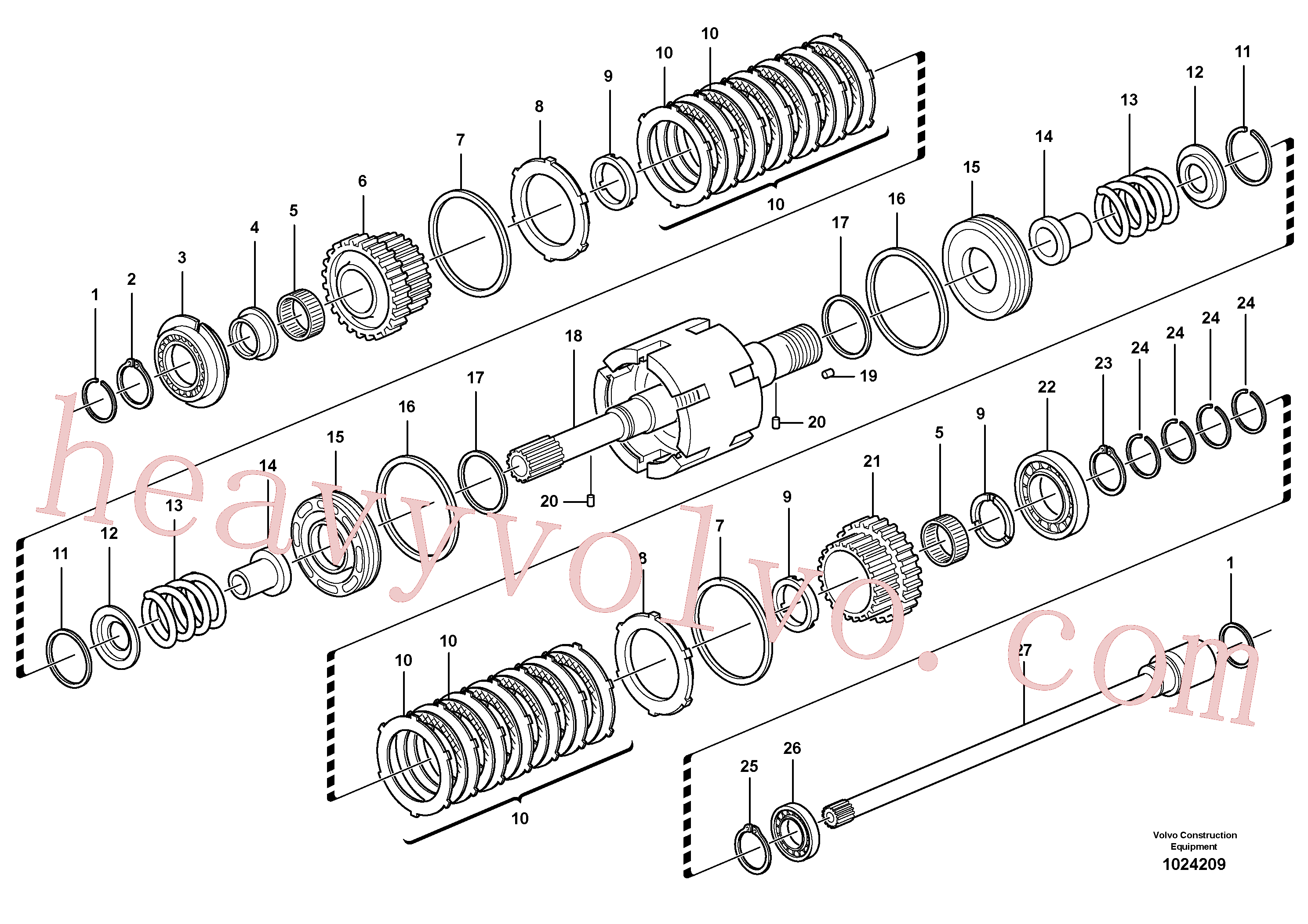 VOE11709077 for Volvo Clutch shaft forward/reverse(1024209 assembly)