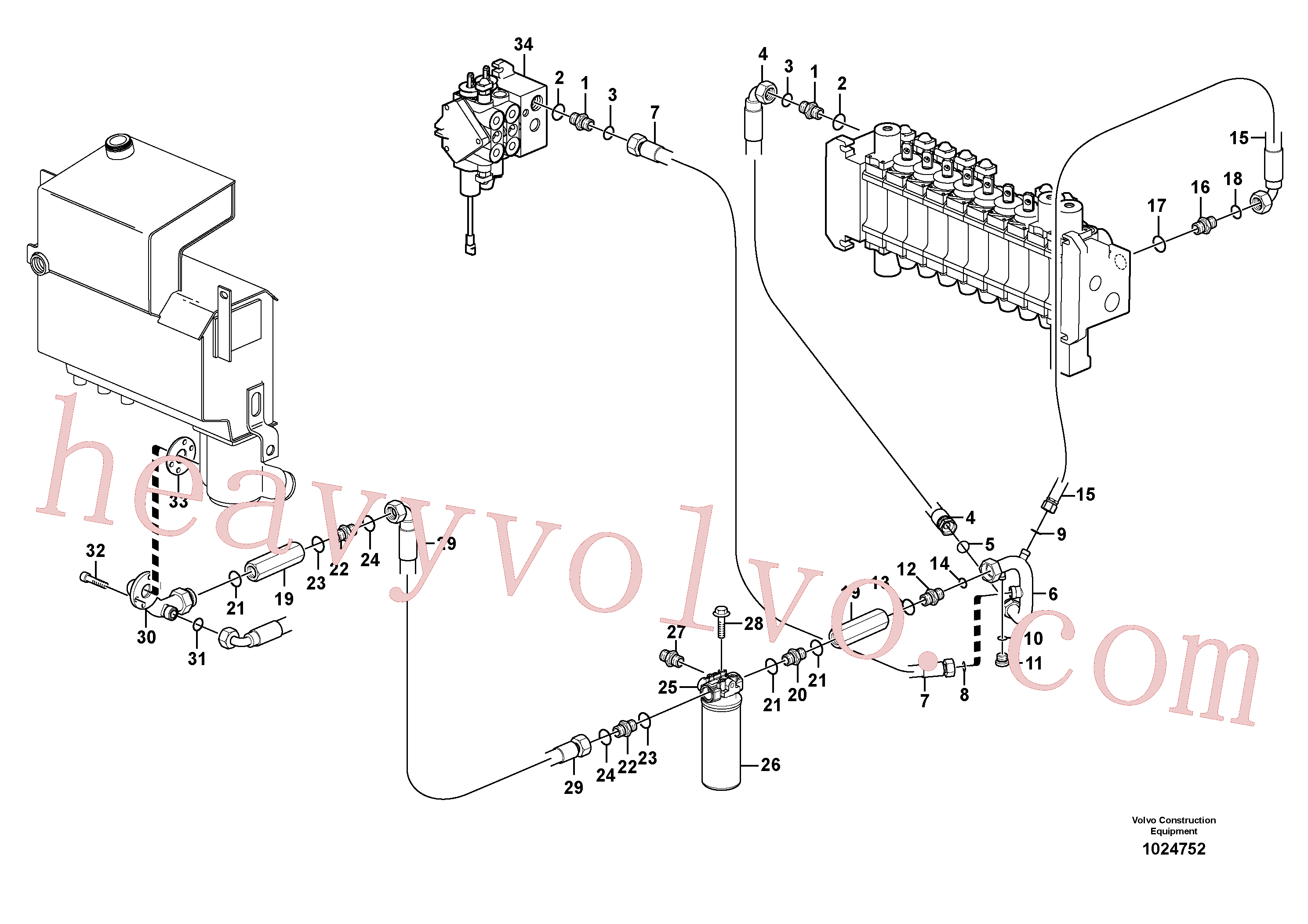 VOE981291 for Volvo Hydraulic system, return line(1024752 assembly)