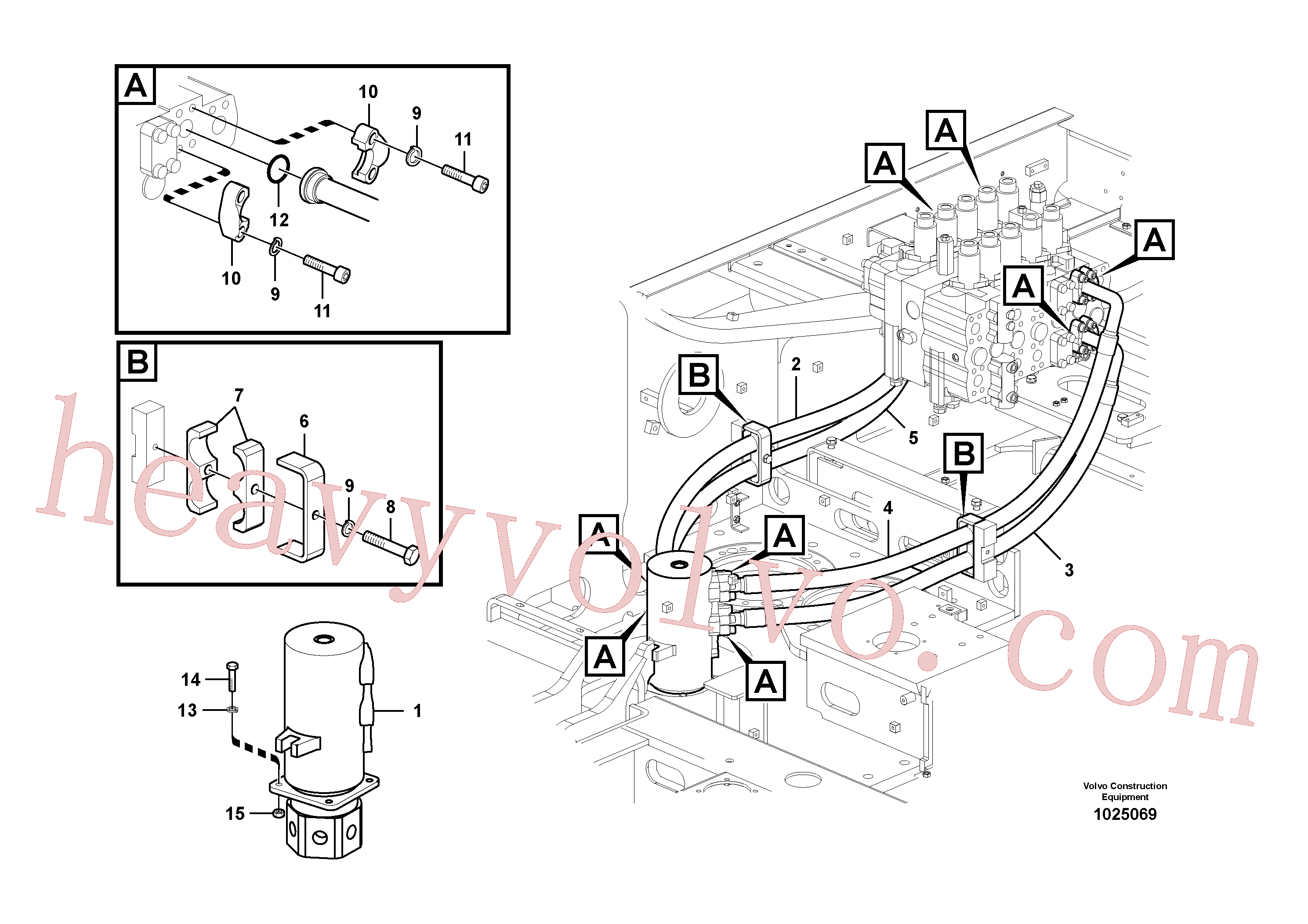 VOE14881956 for Volvo Turning joint line, control valve to turning joint(1025069 assembly)