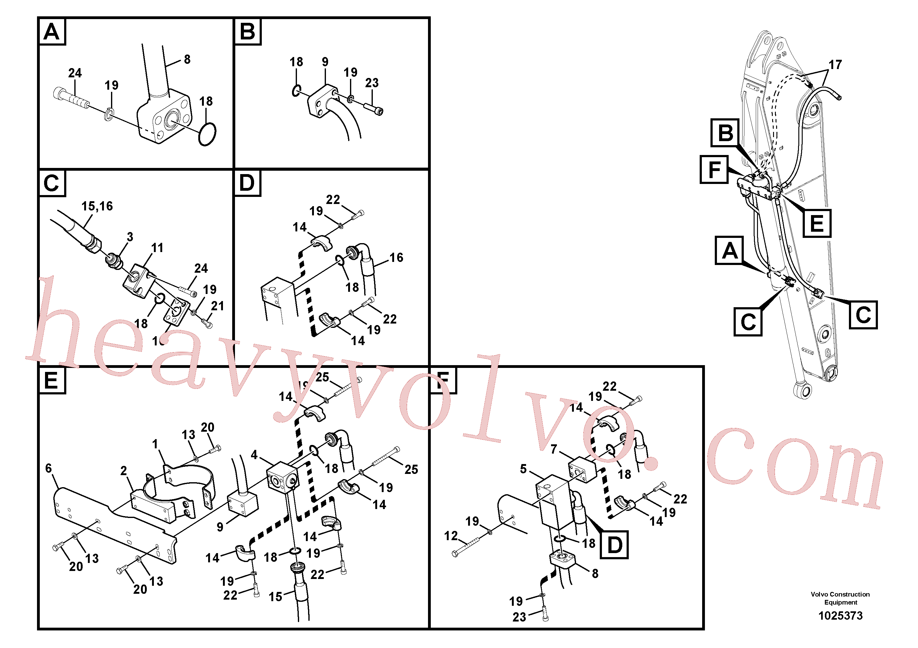 VOE14534019 for Volvo Working hydraulic, clamshell(1025373 assembly)