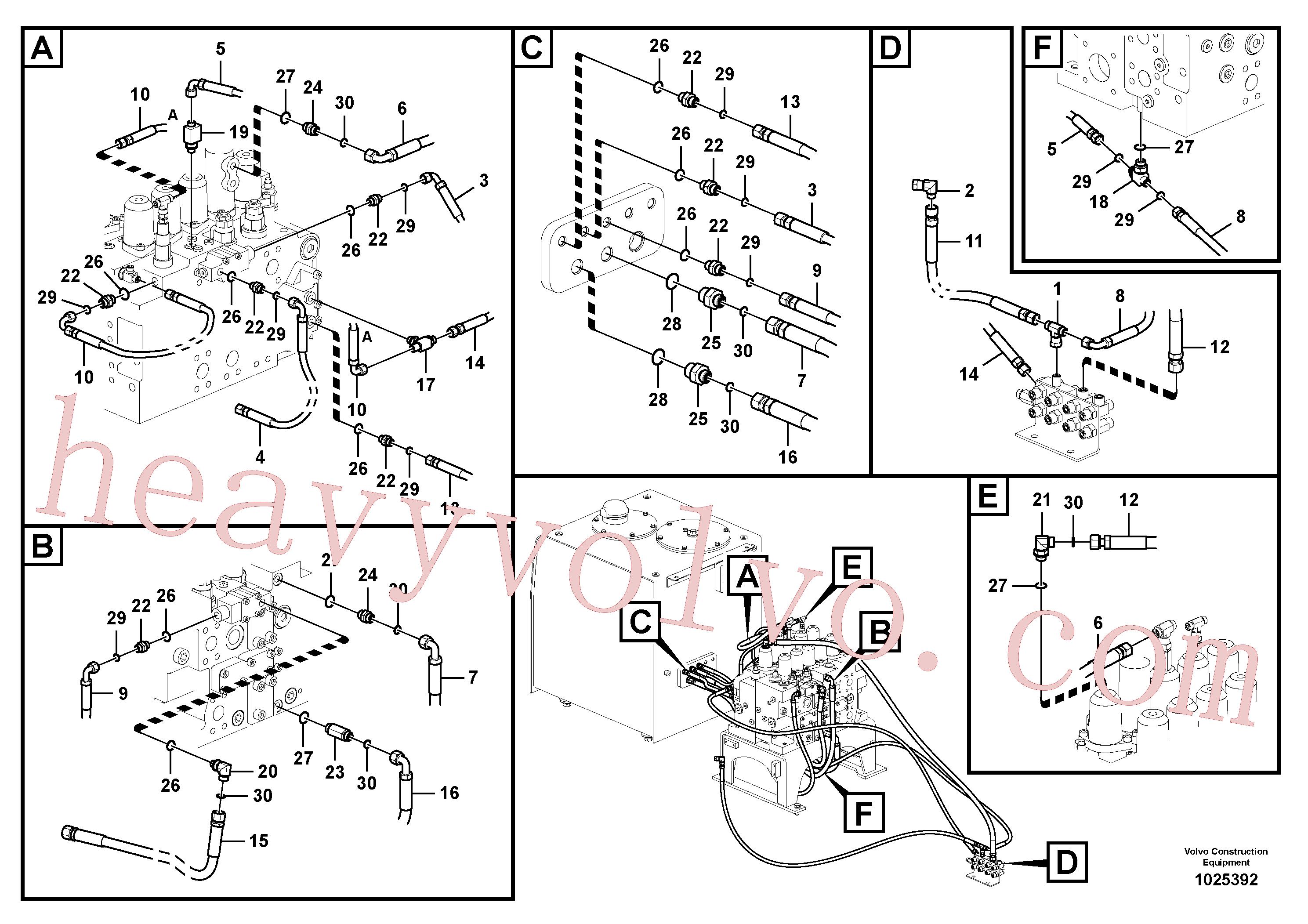 VOE936702 for Volvo Servo system, control valve piping.(1025392 assembly)