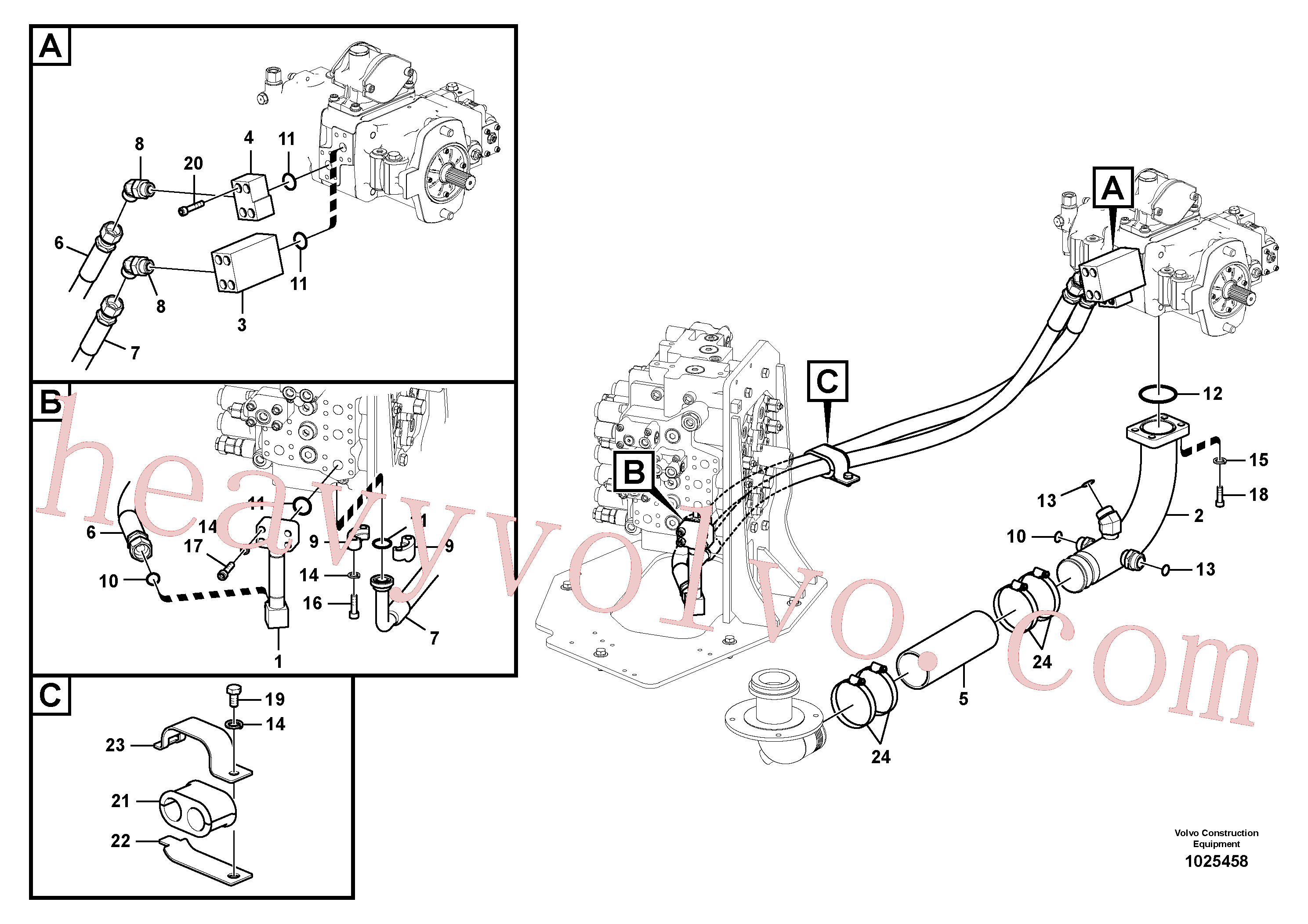 VOE14569633 for Volvo Hydraulic system, hydraulic tank to hydraulic pump(1025458 assembly)