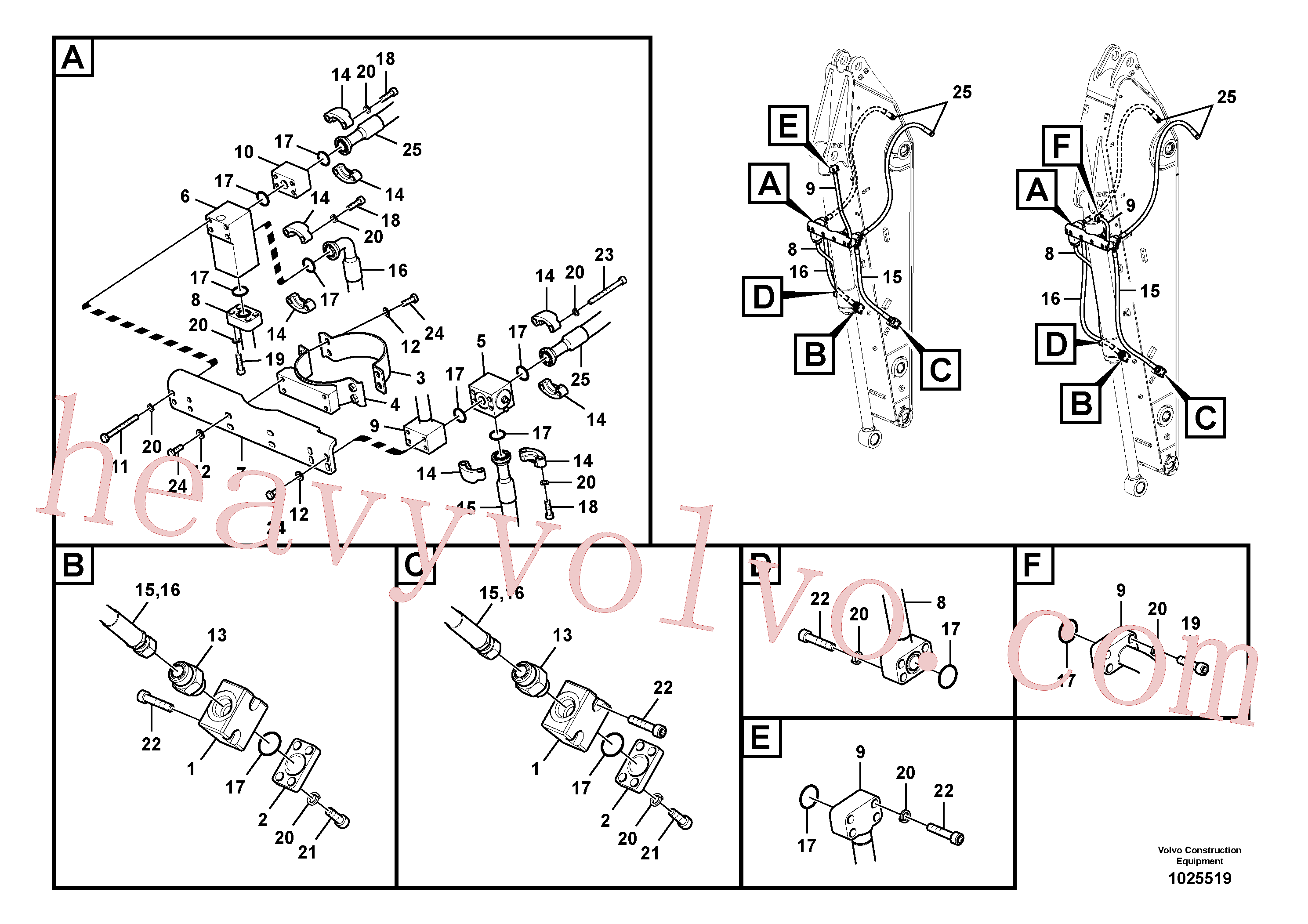 VOE14534019 for Volvo Working hydraulic, clamshell(1025519 assembly)
