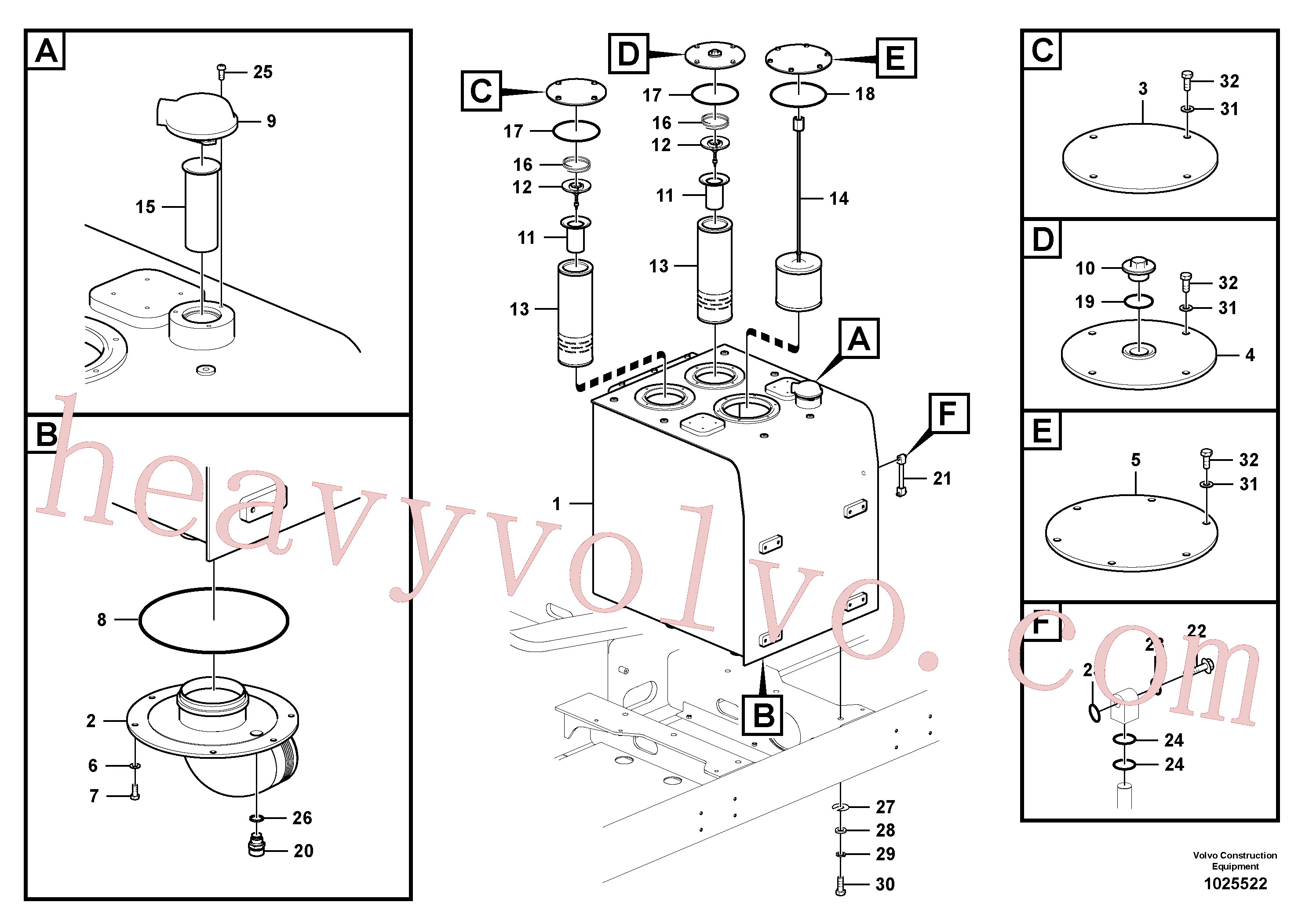 VOE993033 for Volvo Hydraulic oil tank(1025522 assembly)