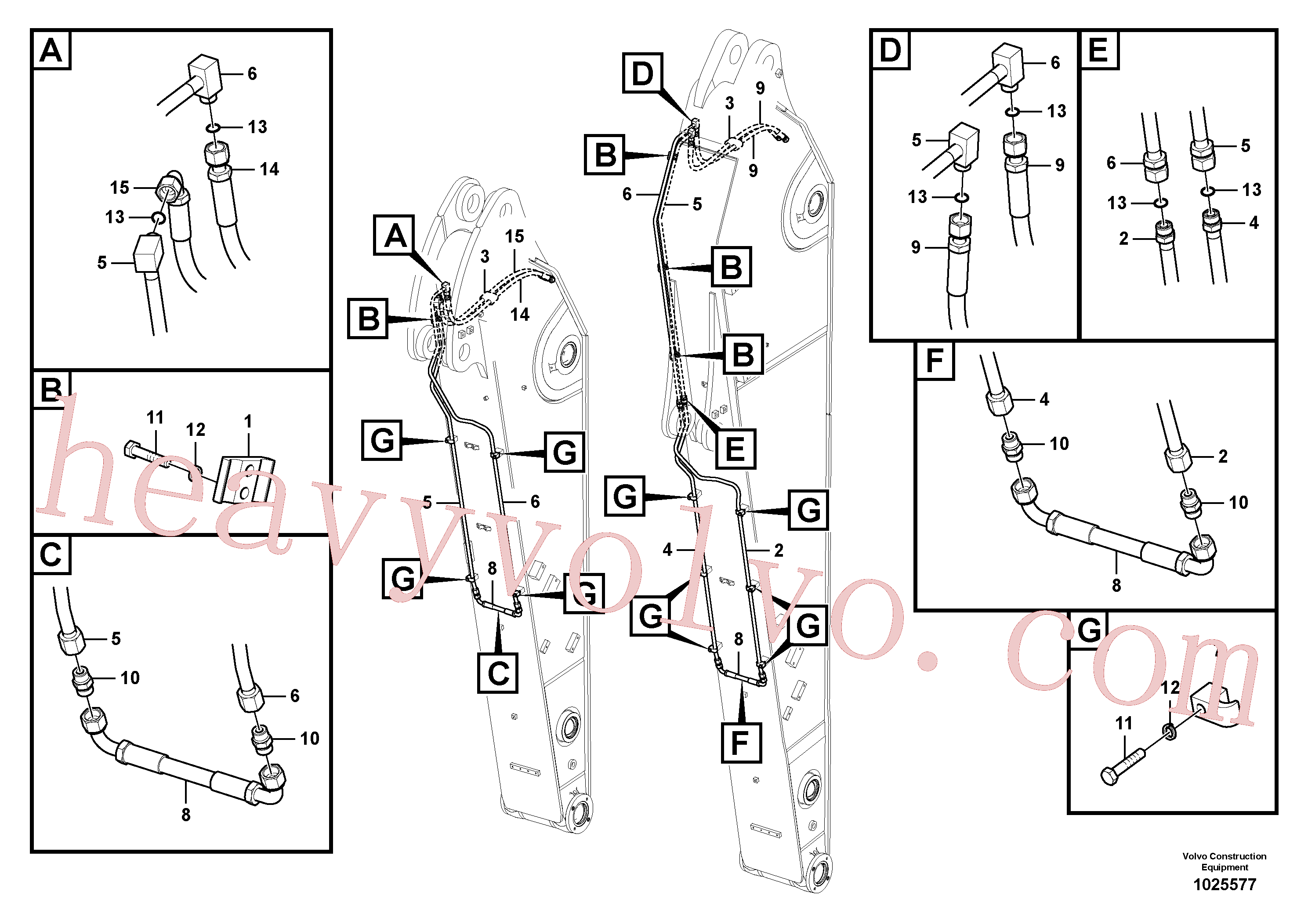 VOE14549431 for Volvo Working hydraulic, slope and rotator on dipper arm(1025577 assembly)