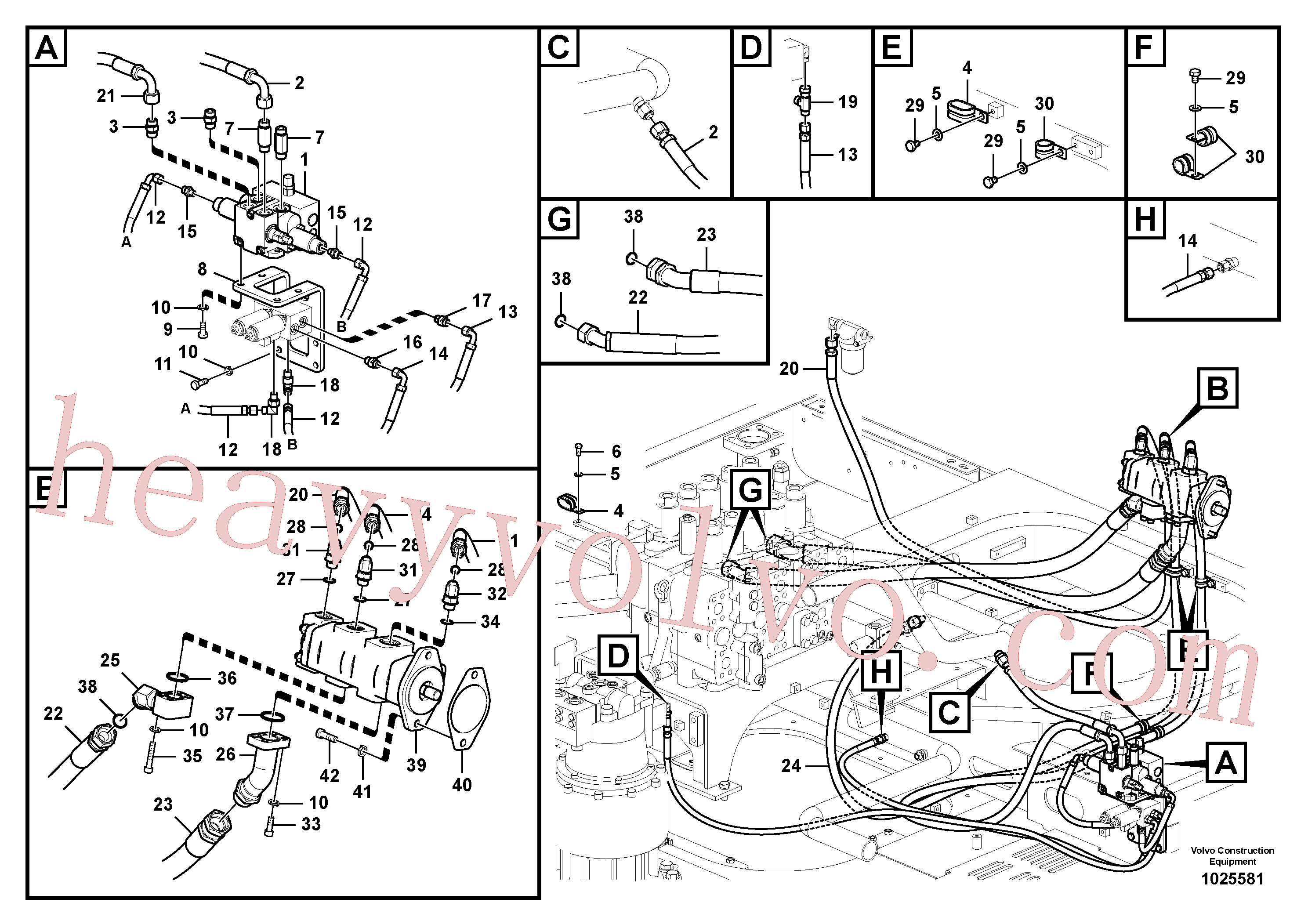 VOE937752 for Volvo Working hydraulic, slope and rotator on upper frame(1025581 assembly)