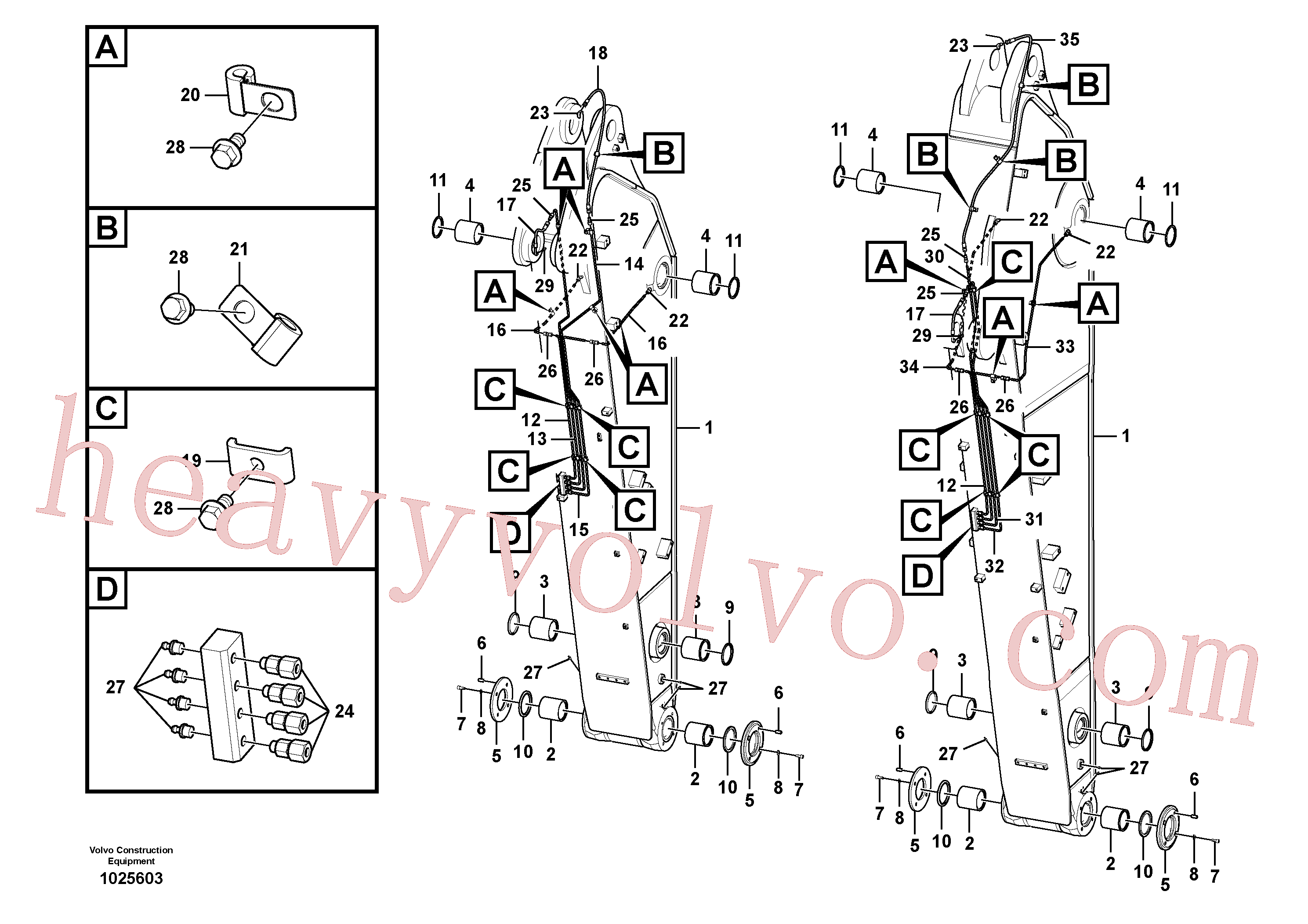 VOE14570259 for Volvo Dipper arm and grease piping with piping seat(1025603 assembly)