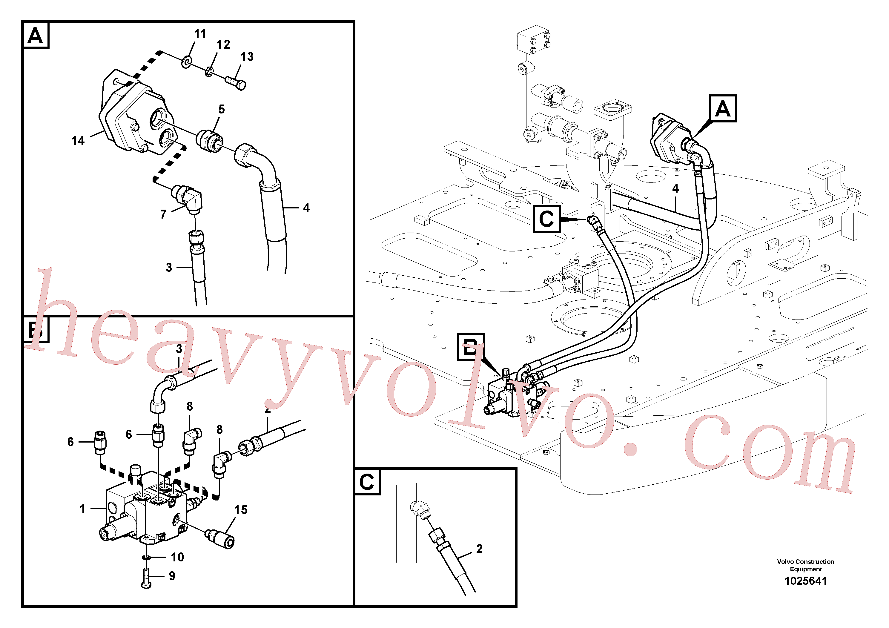 VOE937991 for Volvo Working hydraulic, slope and rotator on upper frame(1025641 assembly)