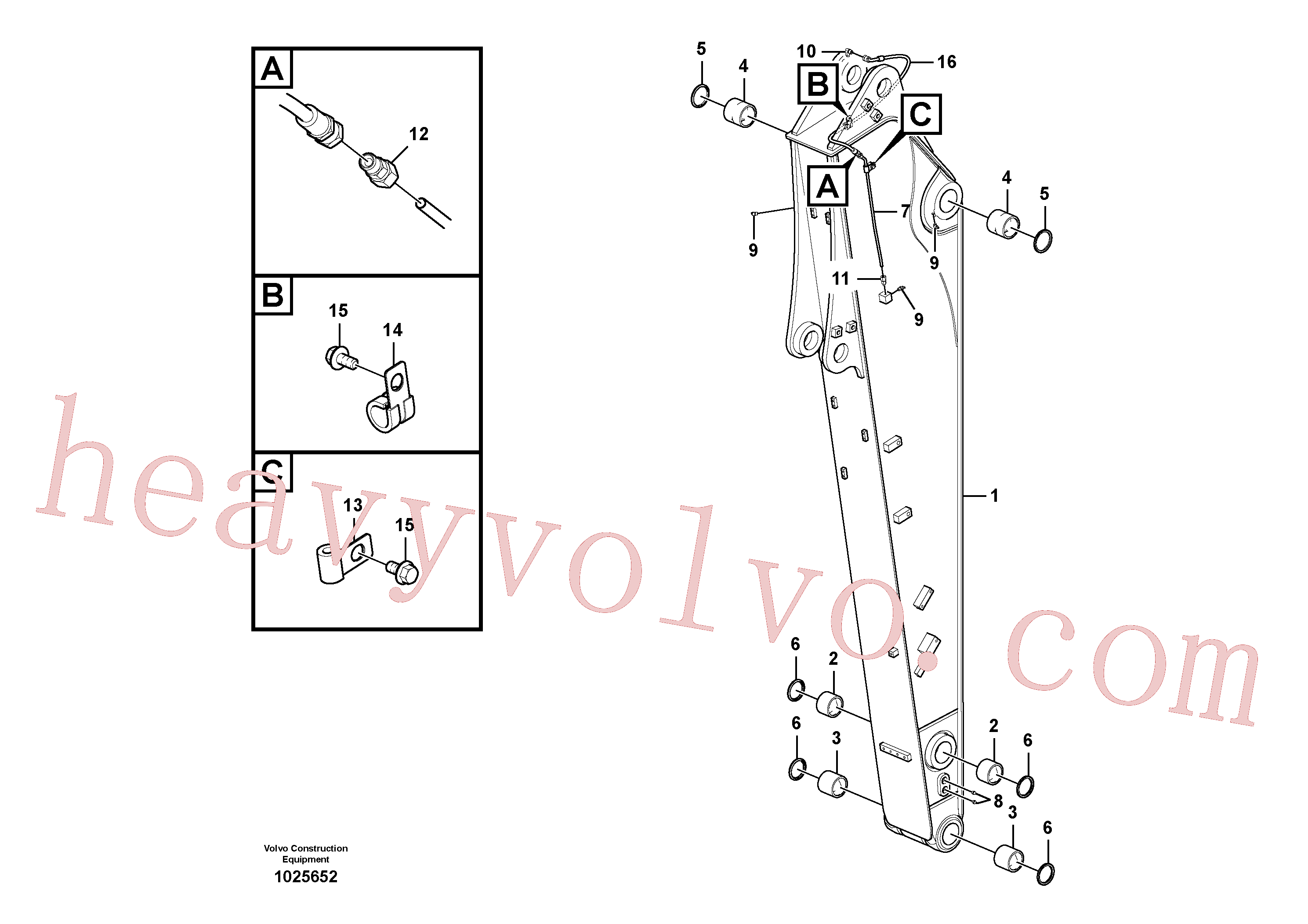 VOE14552117 for Volvo Dipper arm and grease piping with piping seat(1025652 assembly)