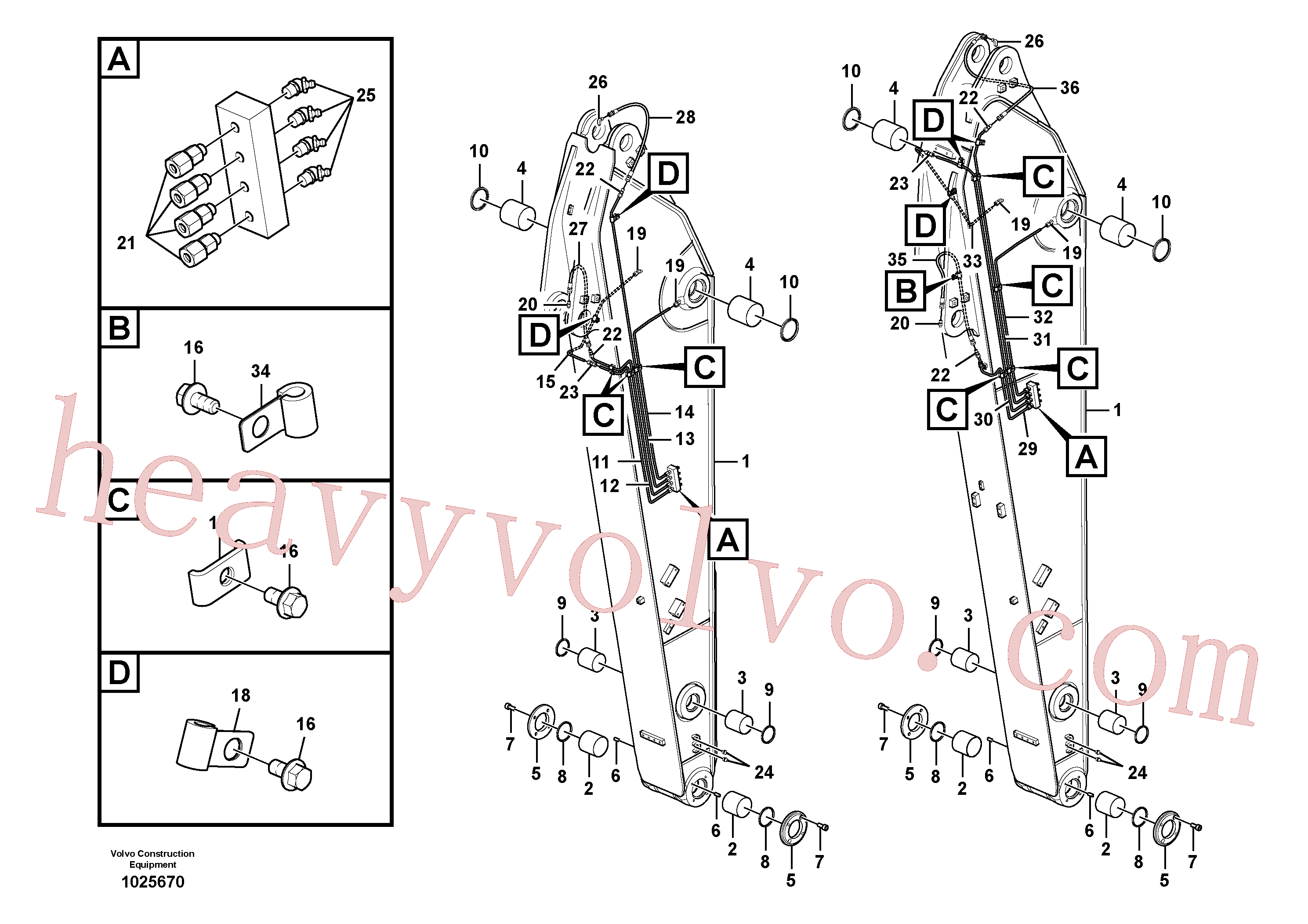 VOE14543246 for Volvo Dipper arm and grease piping with piping seat(1025670 assembly)