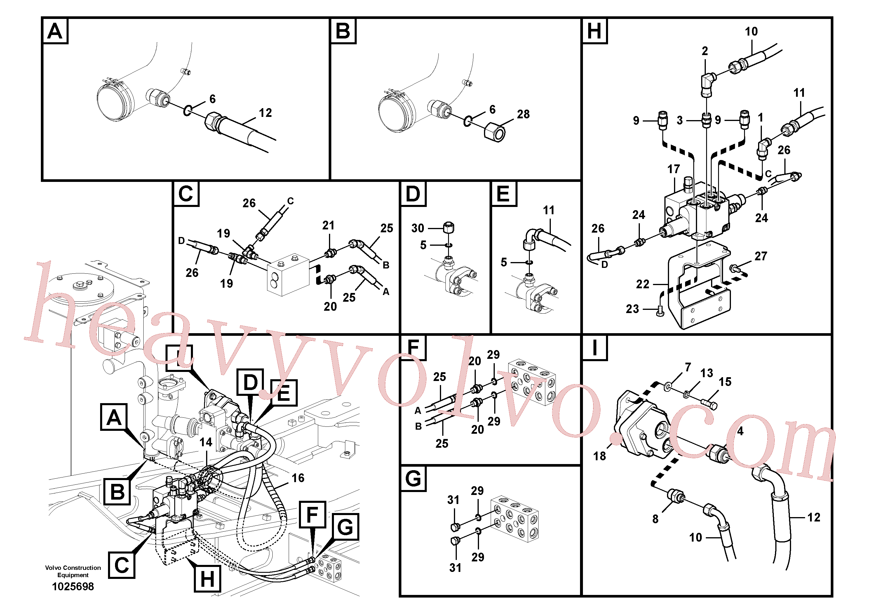 VOE937991 for Volvo Working hydraulic, slope and rotator on upper frame(1025698 assembly)