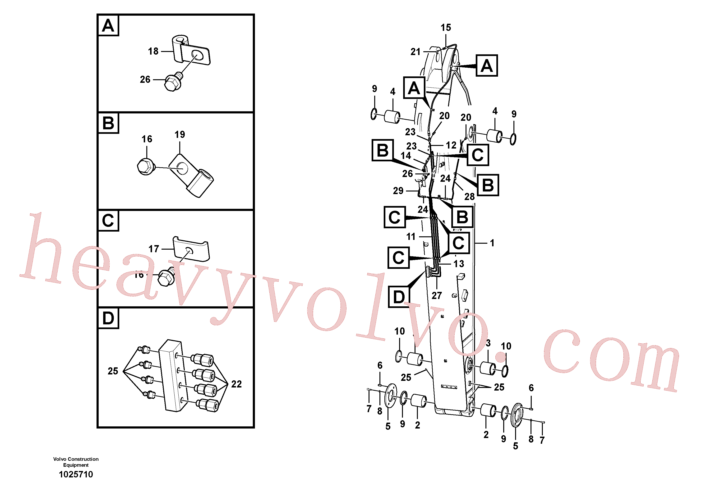 VOE14565961 for Volvo Dipper arm and grease piping with piping seat(1025710 assembly)