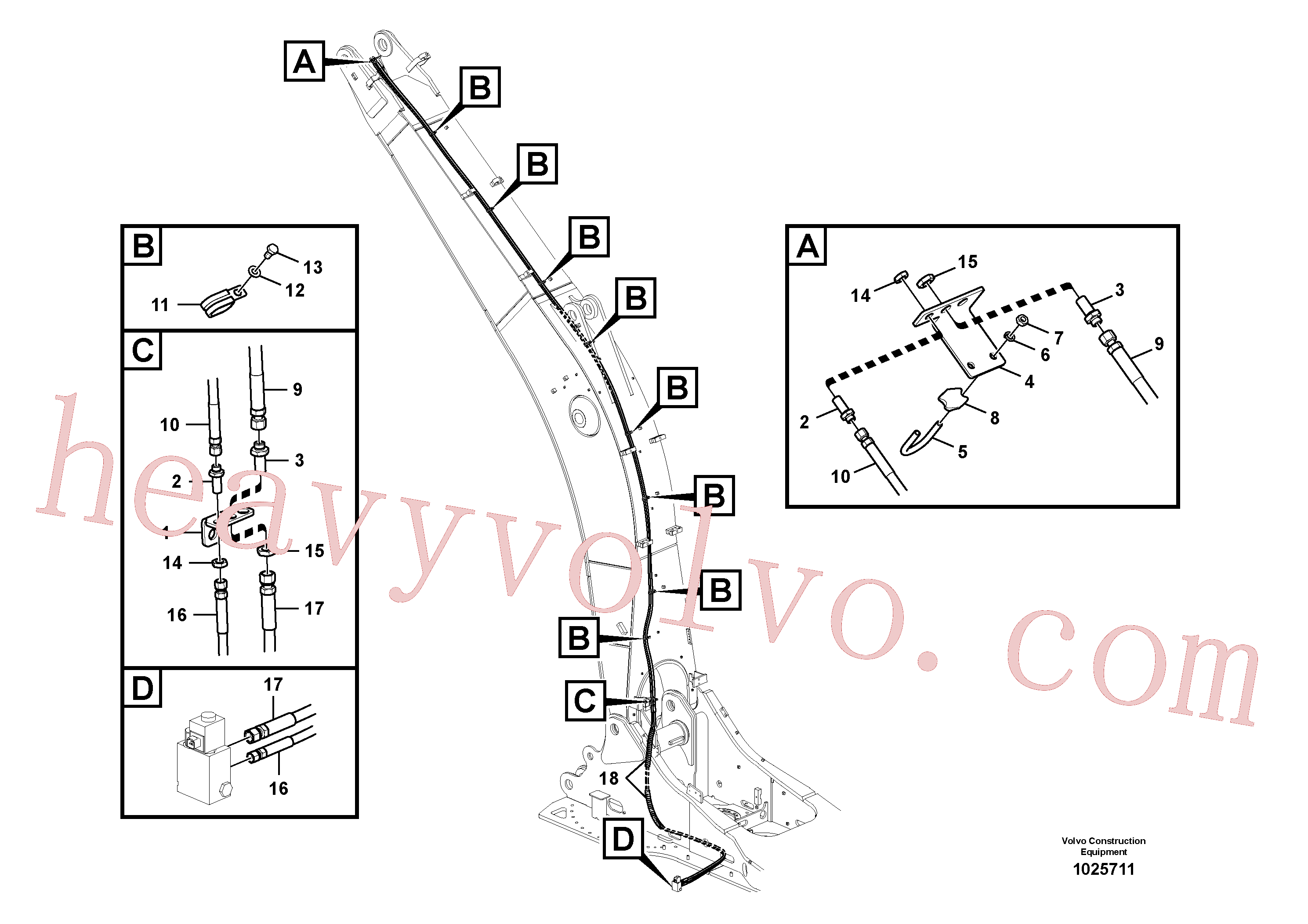 VOE14880632 for Volvo Working hydraulic, quick fit on boom(1025711 assembly)