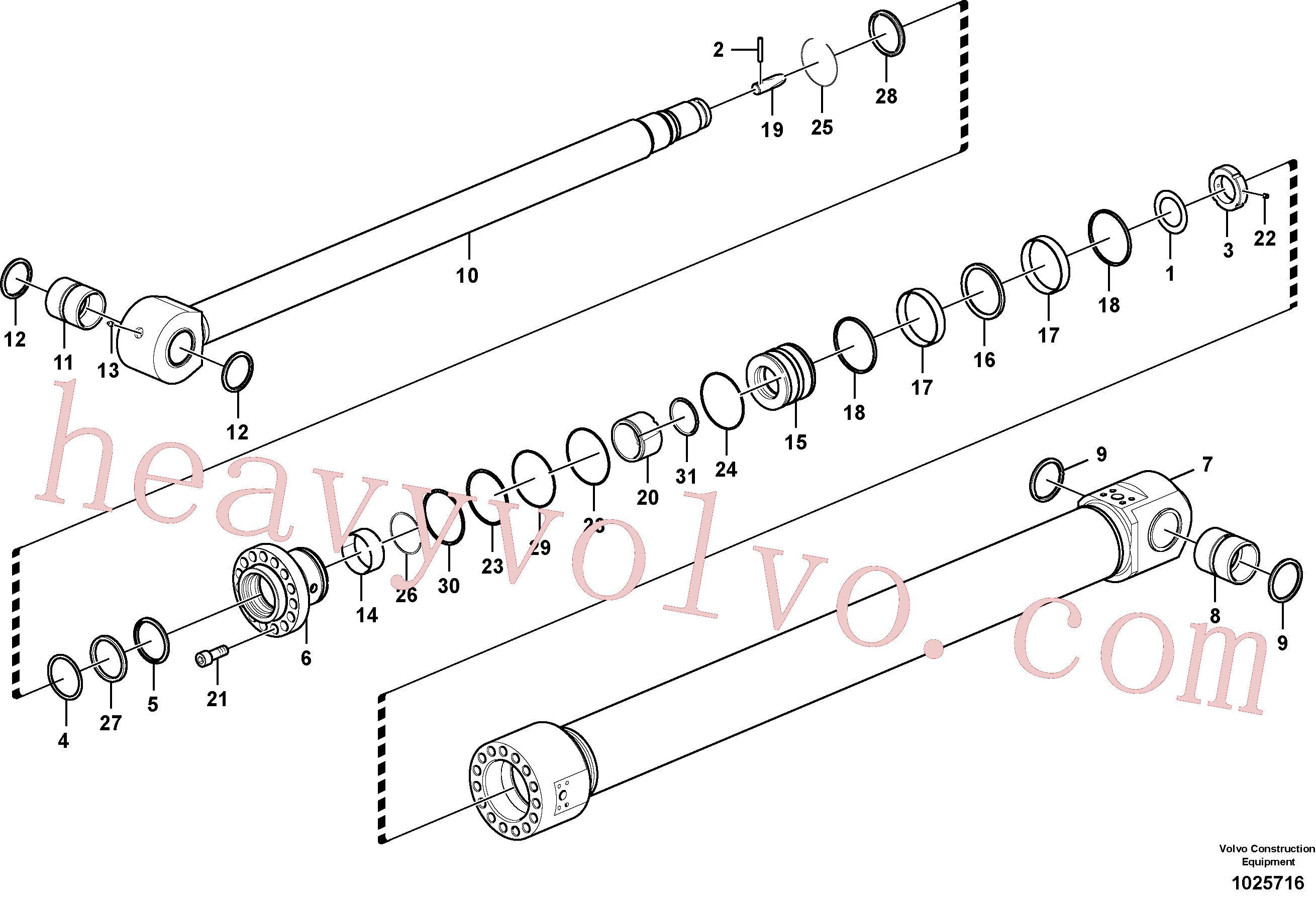 VOE14550892 for Volvo Dipper arm cylinder(1025716 assembly)