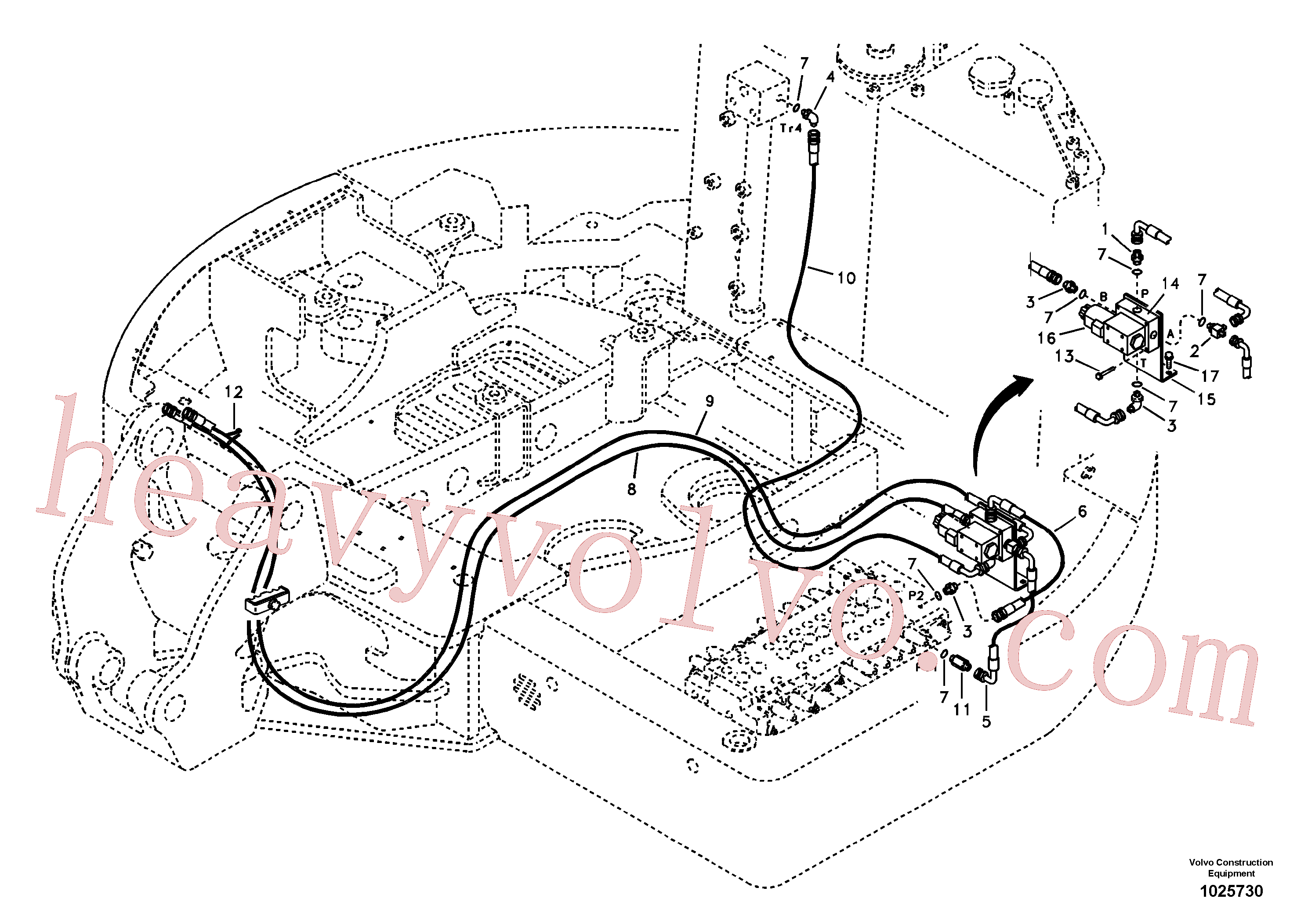 VOE14519225 for Volvo Working hydraulic, quick fit on upper frame(1025730 assembly)