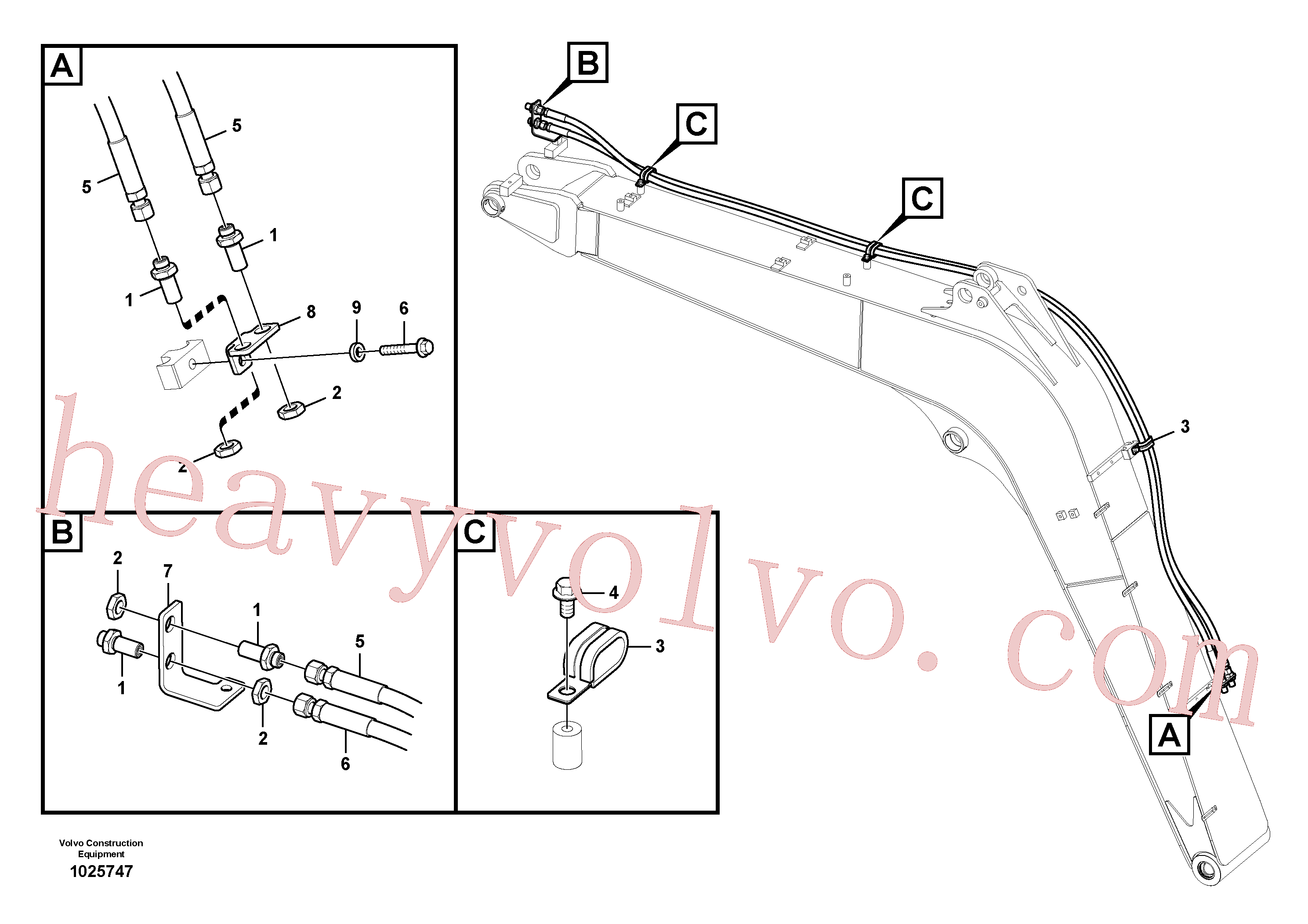 VOE14574831 for Volvo Quikfit hydraulic on attachment. Double - acting, Working hydraulic, slope and rotator on boom(1025747 assembly)