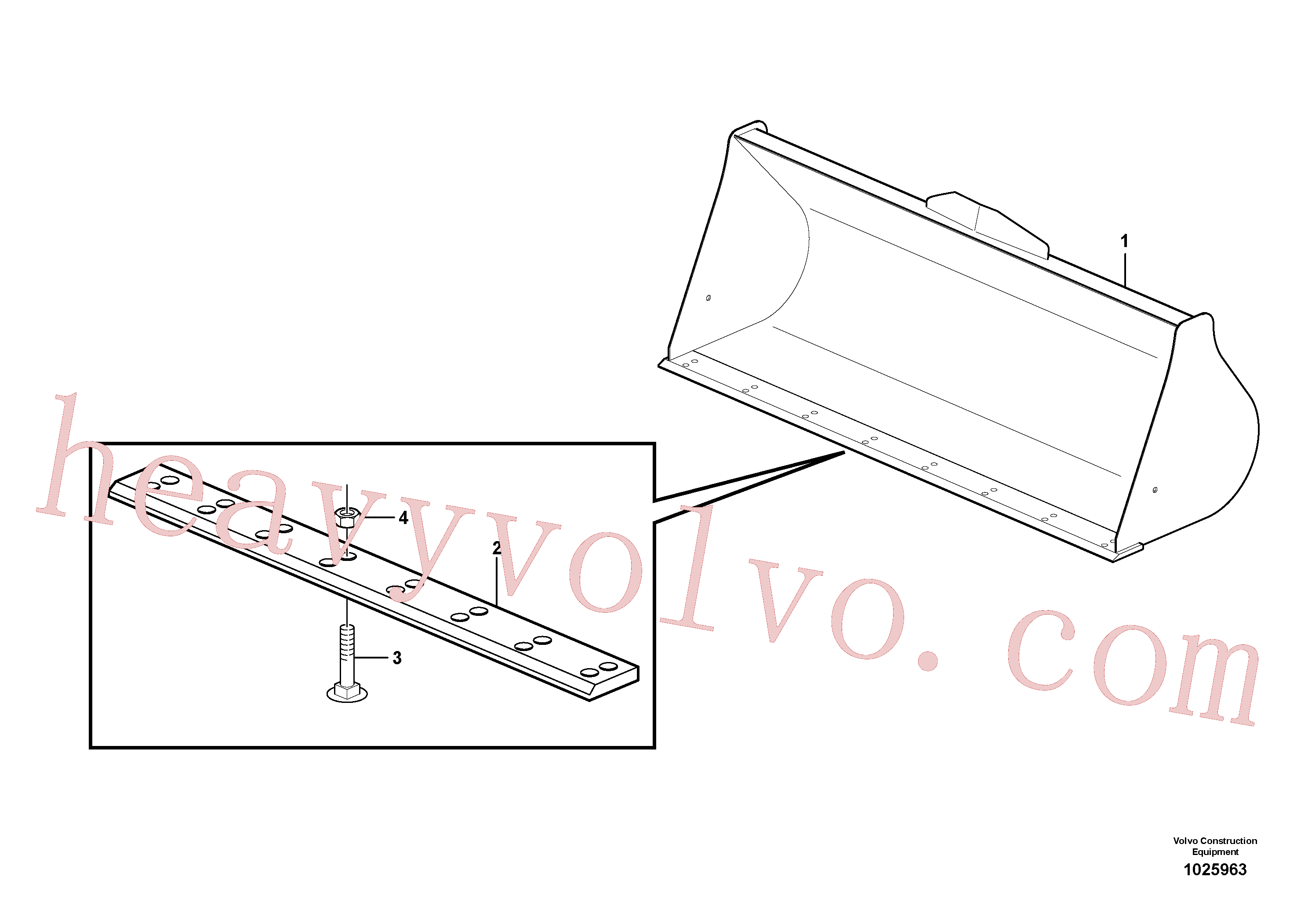 VOE11887529 for Volvo Bucket, straight lip without teeth(1025963 assembly)