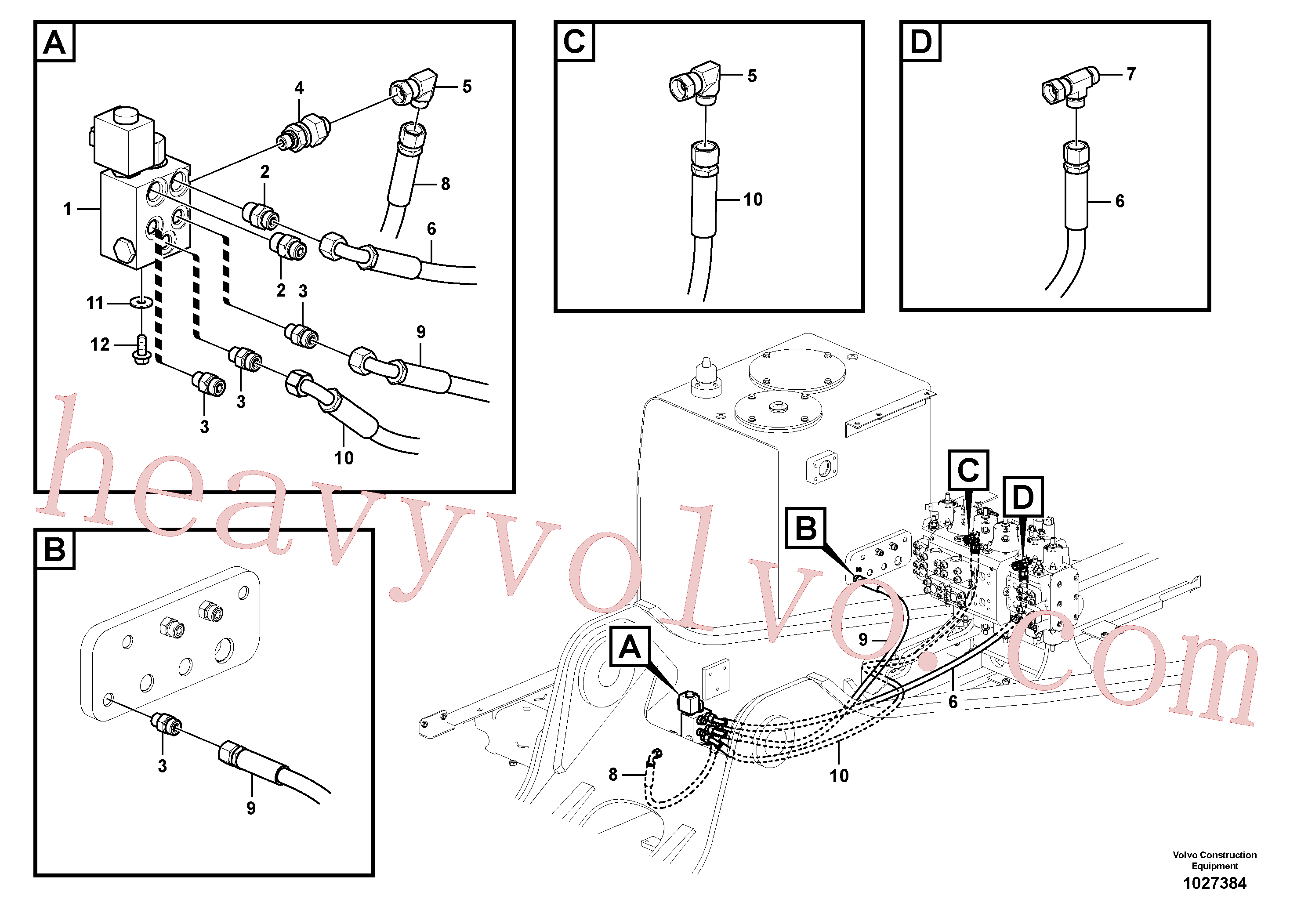 VOE936708 for Volvo Working hydraulic, quick fit on upper frame(1027384 assembly)