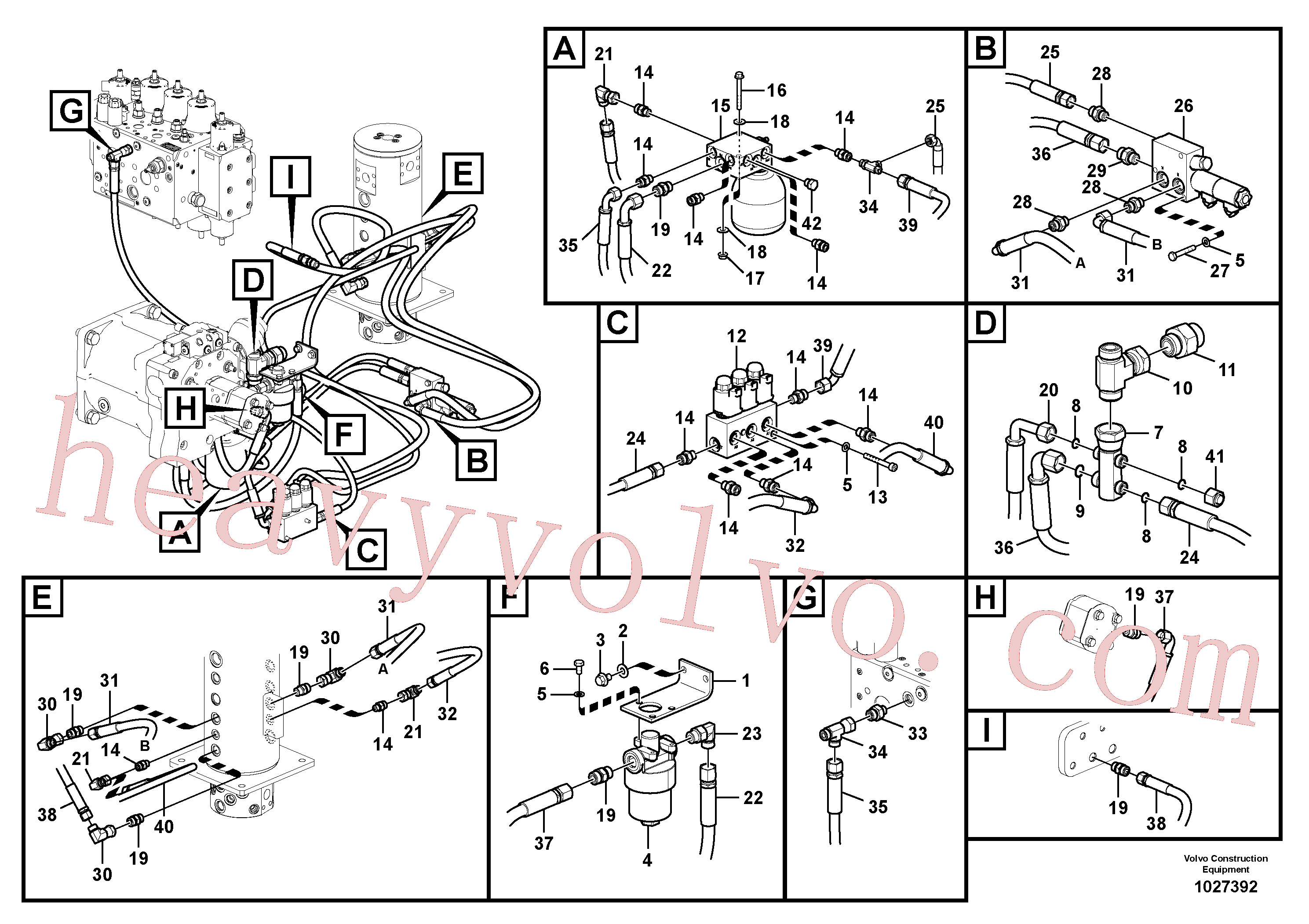 VOE937272 for Volvo Servo system, control valve piping.(1027392 assembly)