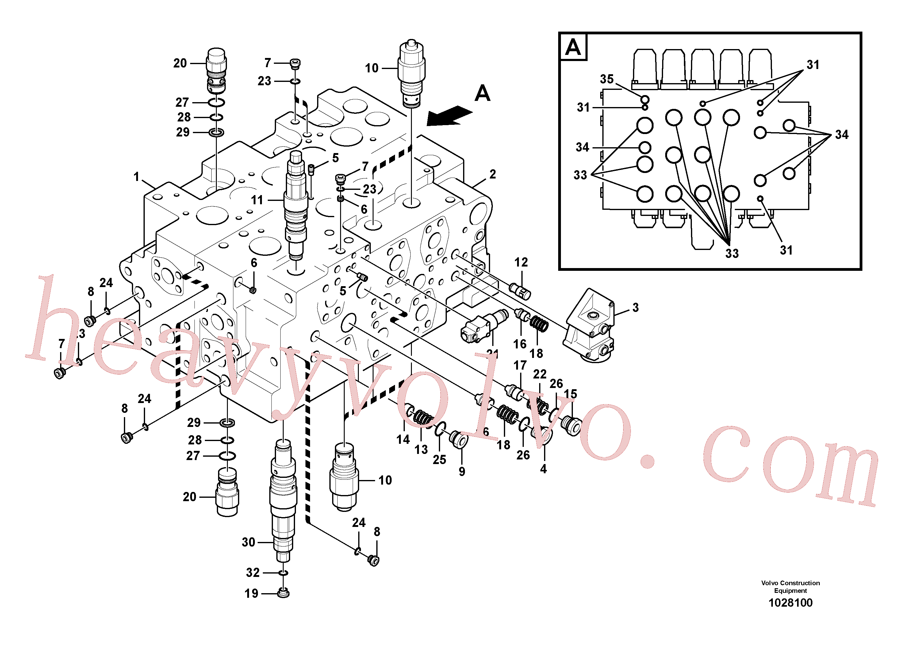 VOE14667843 for Volvo Main control valve, relief valve and boom holding(1028100 assembly)