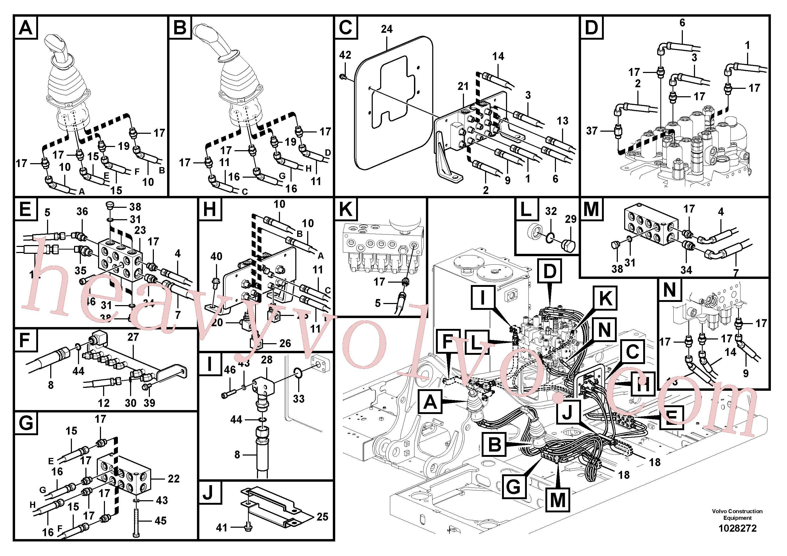 PJ5471028 for Volvo Servo system, control valve to remote control valve(1028272 assembly)