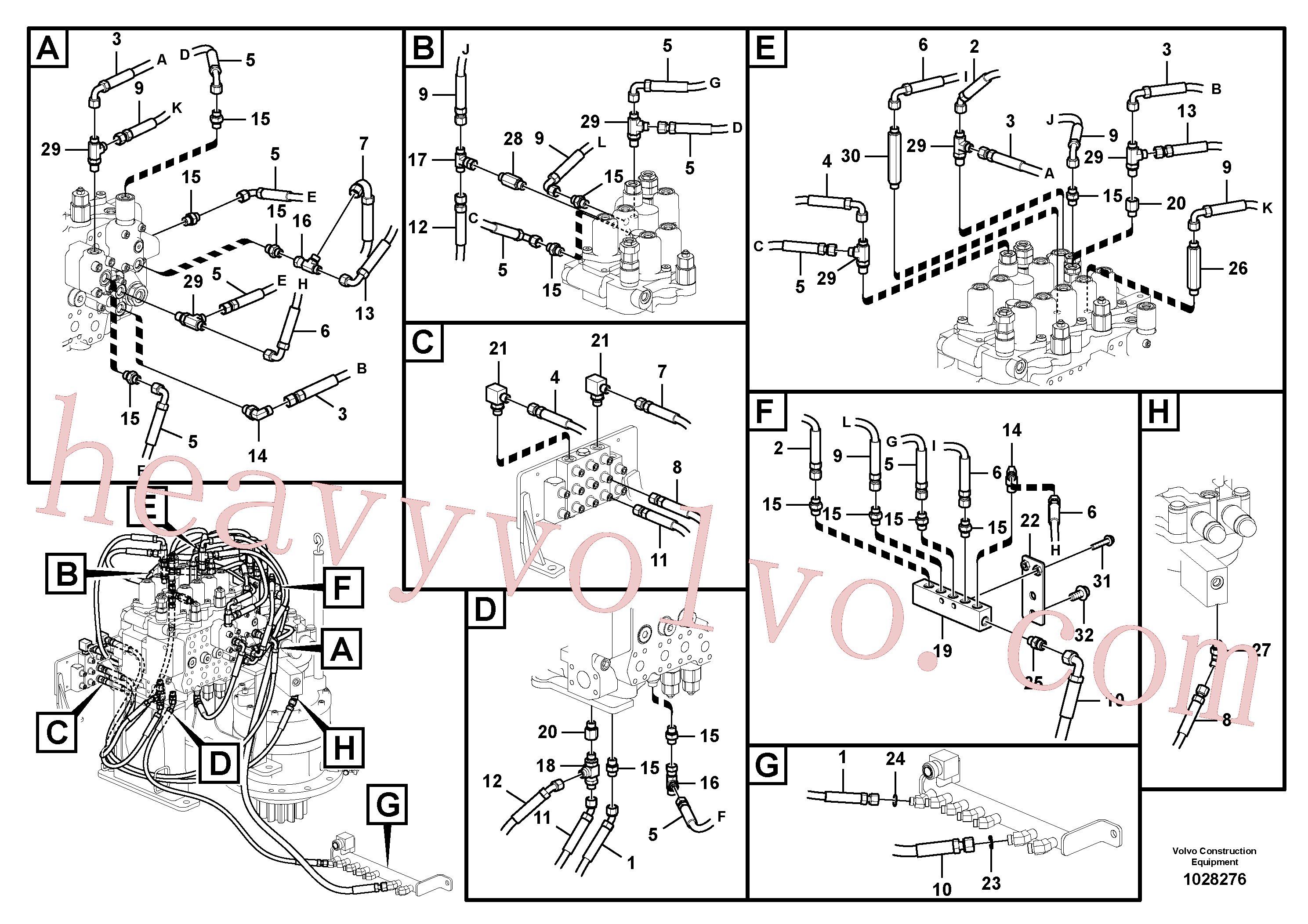 VOE936958 for Volvo Servo system, control valve piping.(1028276 assembly)