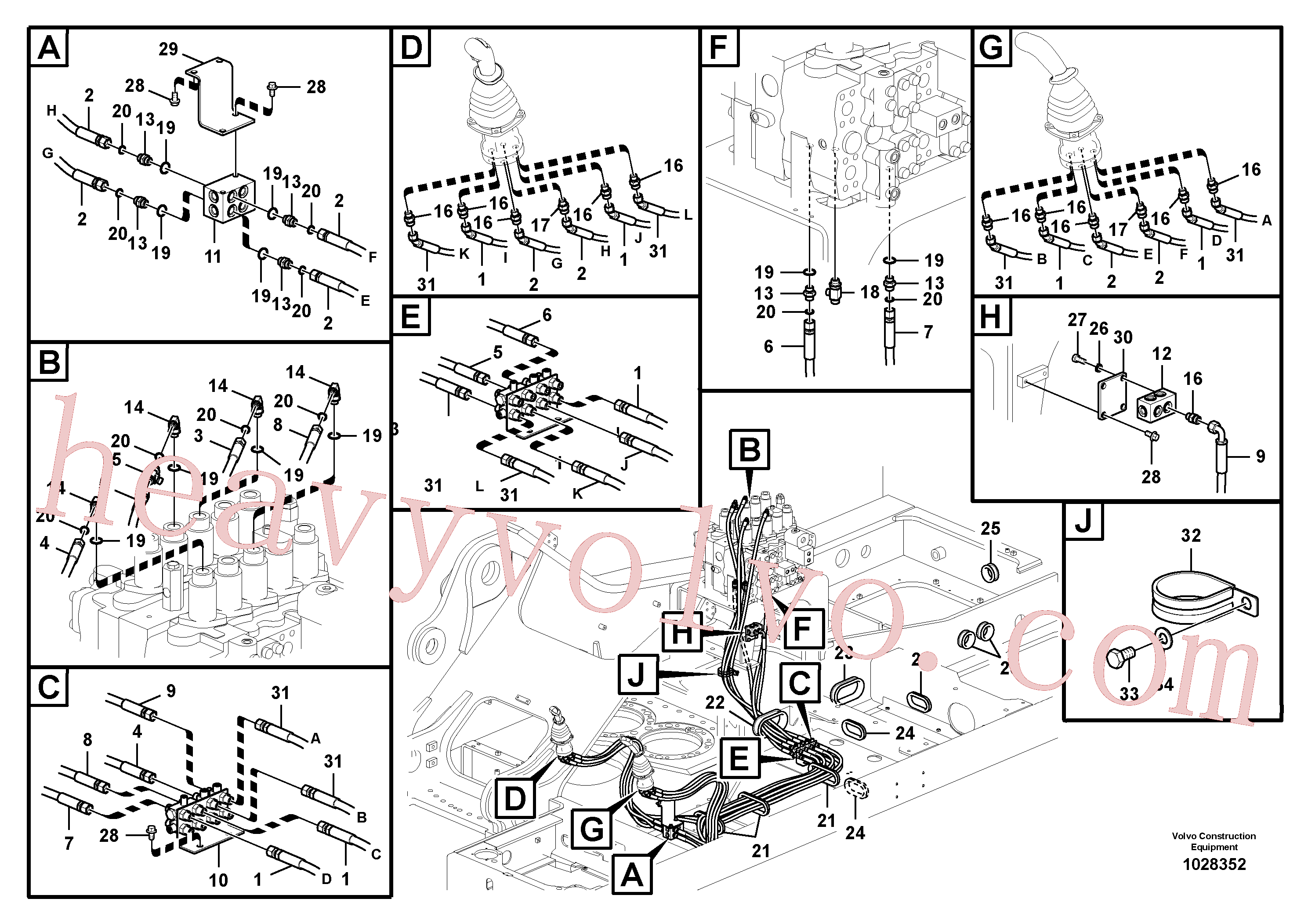 VOE14538794 for Volvo Servo system, control valve to remote control valve(1028352 assembly)